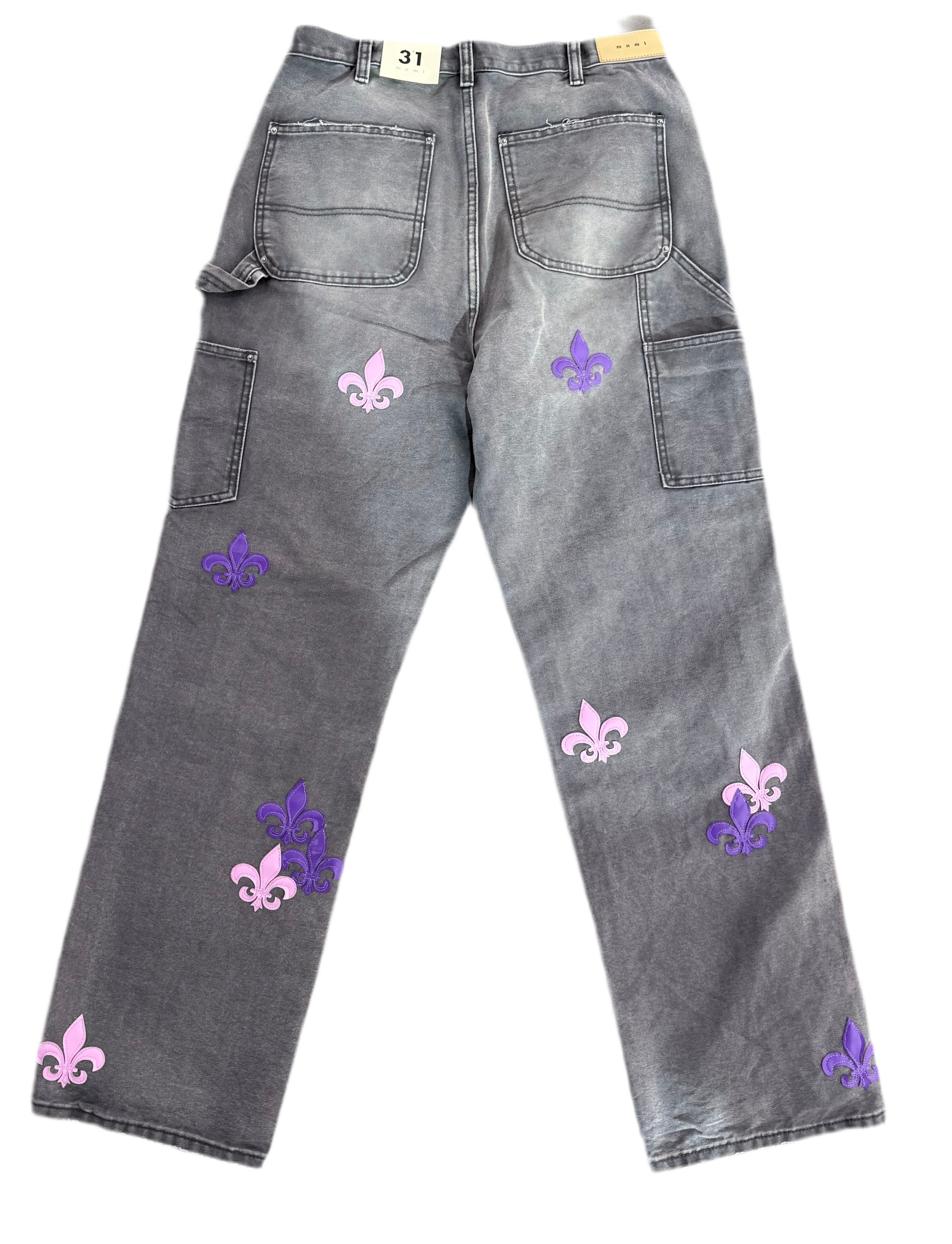 MNML ULTRA BAGGY FLEUR DOUBLE KNEE PANTS GREY