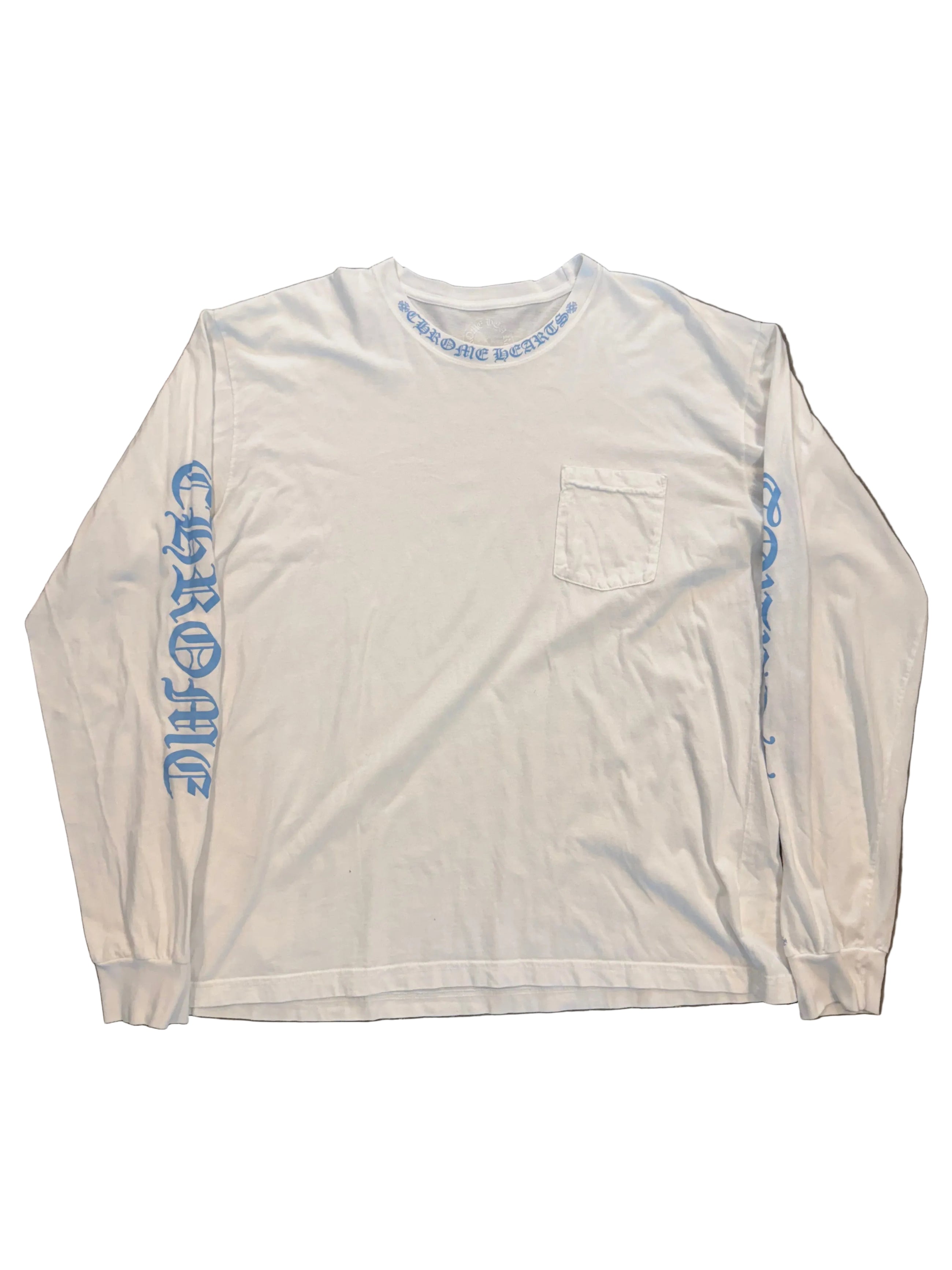 CHROME HEARTS BLUE NECK LOGO MIAMI LONG SLEEVE TEE