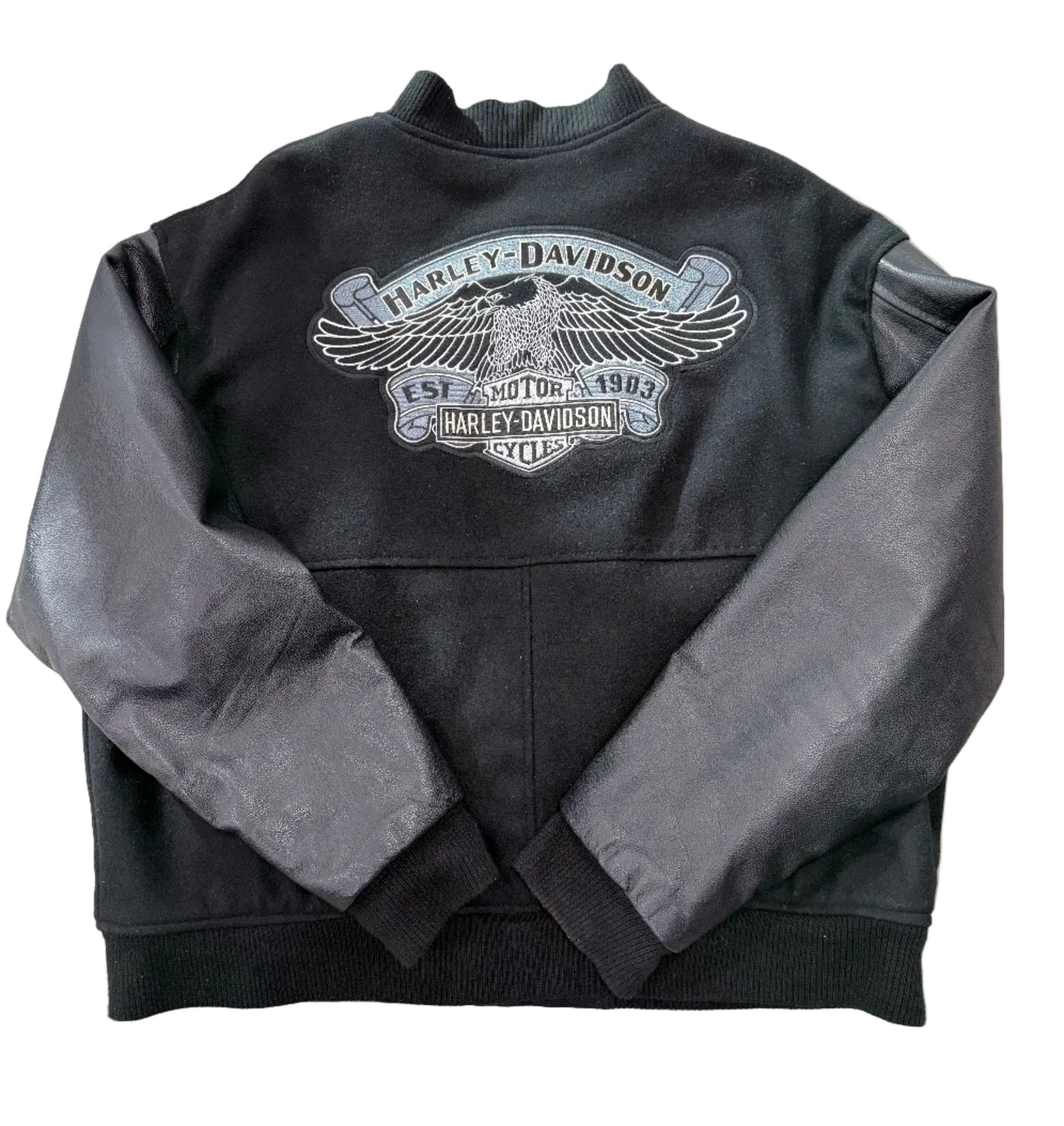 VINTAGE HARLEY DAVIDSON WOOL & LEATHER VARSITY JACKET