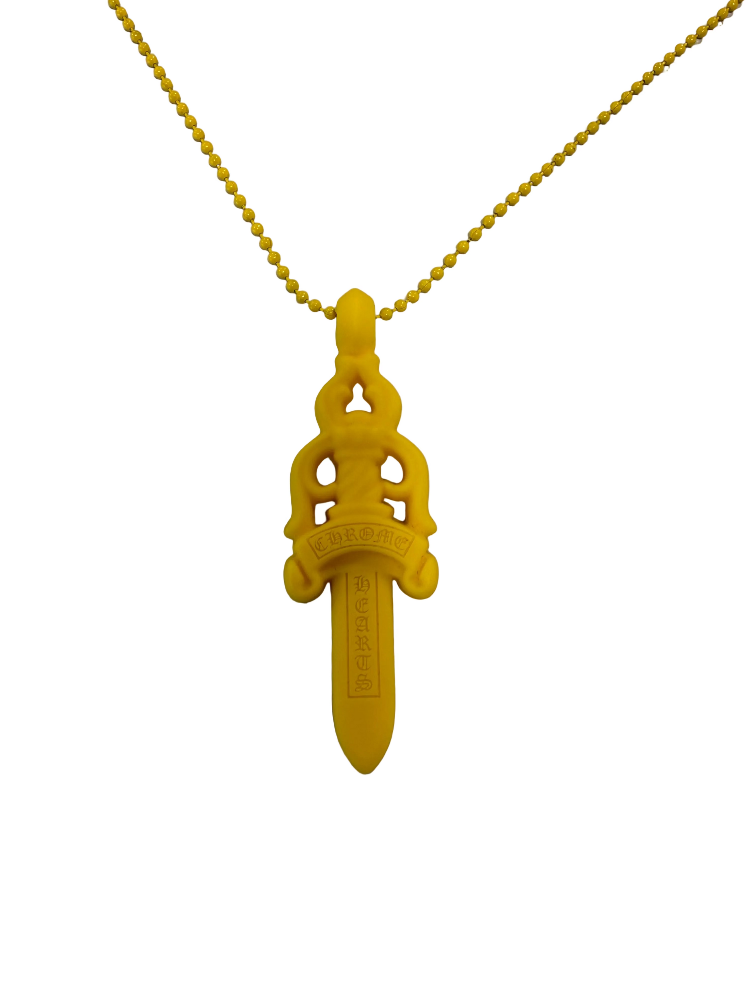 CHROME HEARTS RUBBER YELLOW DAGGER PENDANT NECKLACE