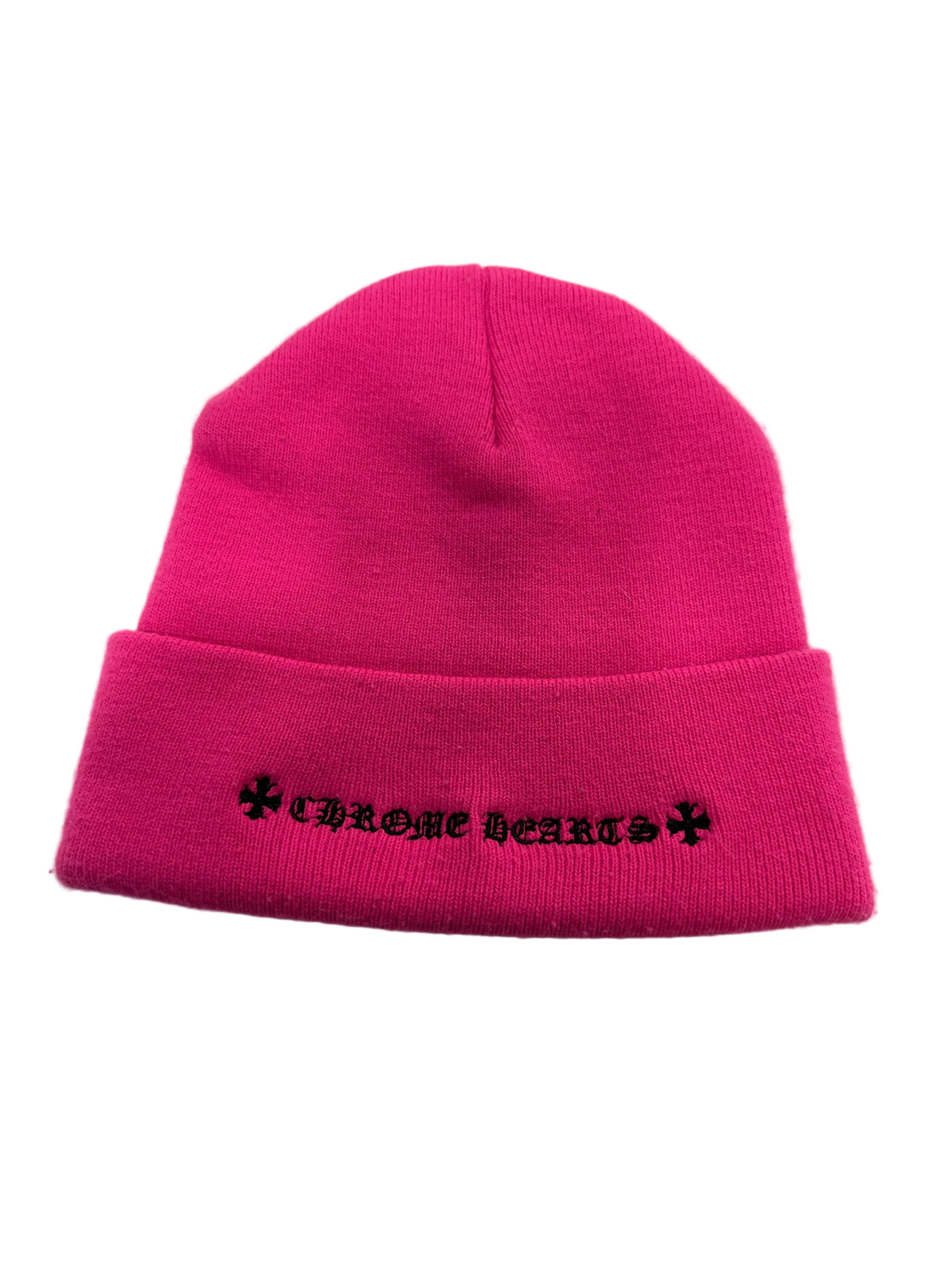 CHROME HEARTS TRIPLE CROSS PINK BEANIE