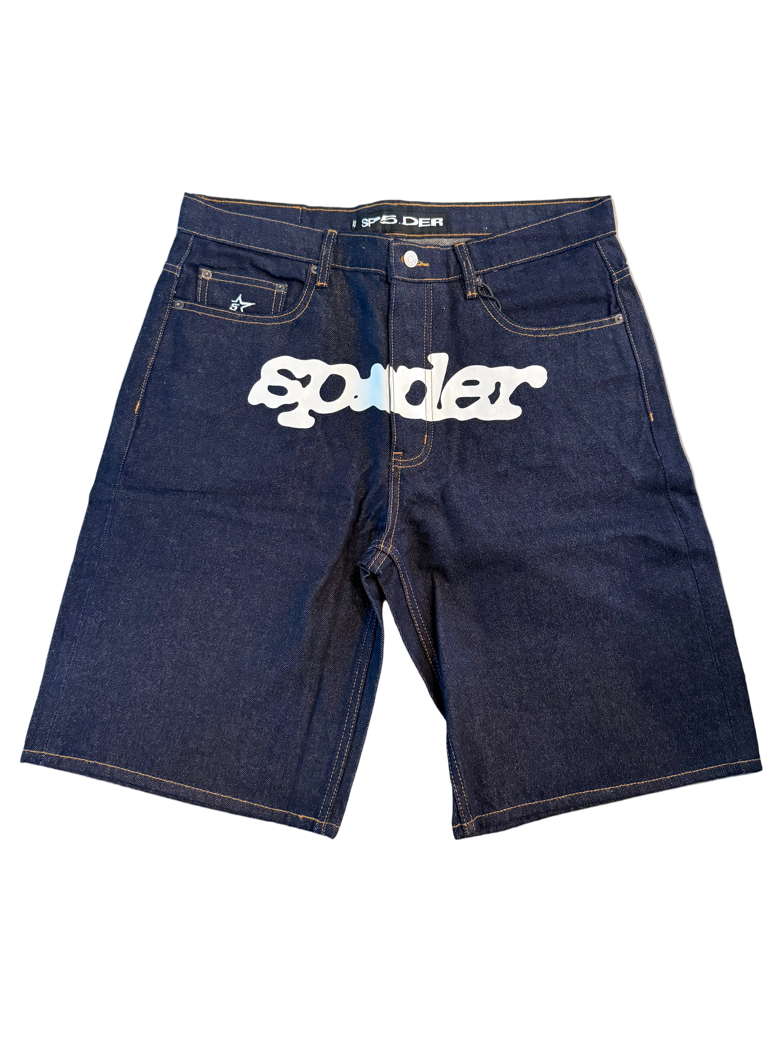 SP5DER V3 LOGO DENIM SHORTS
