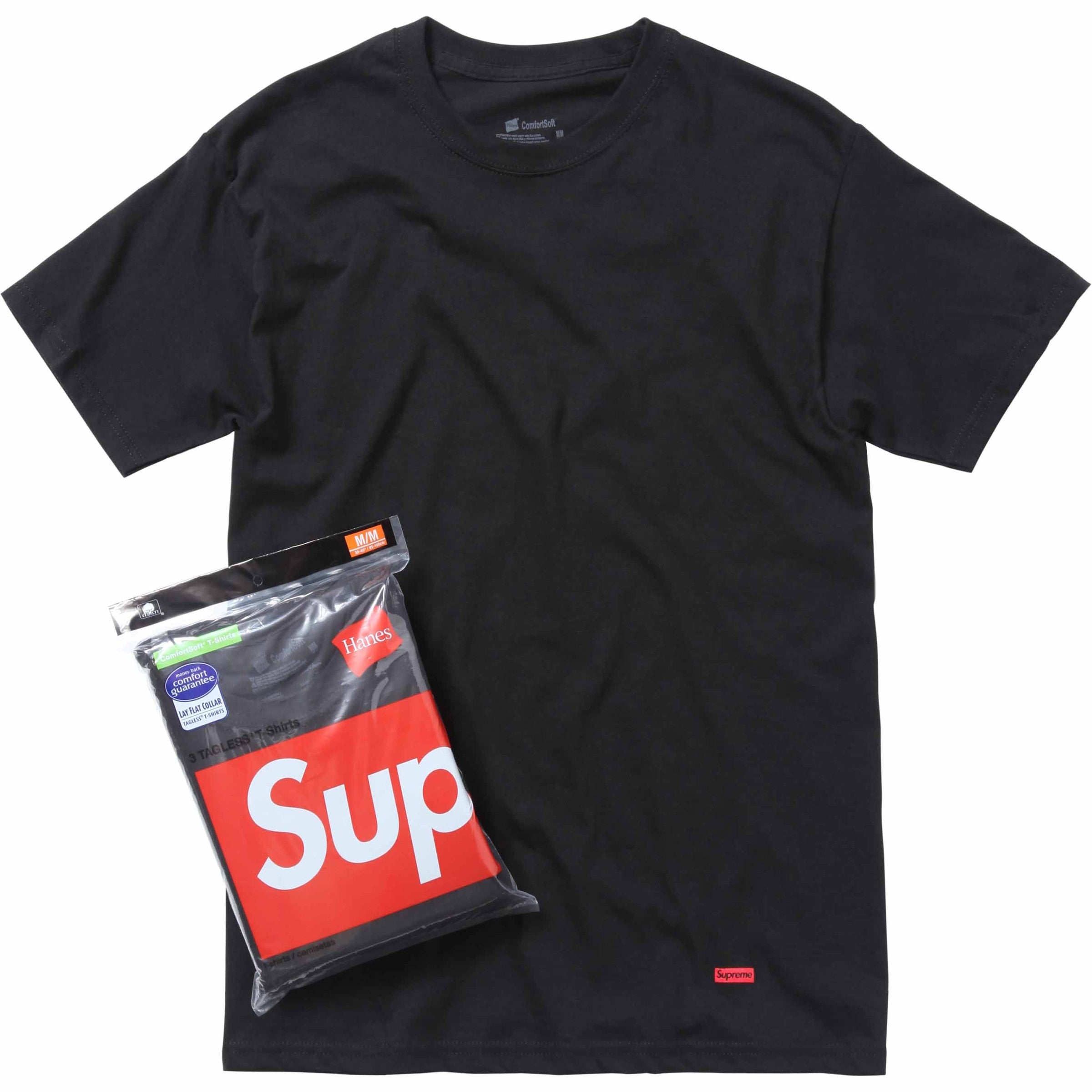 SUPREME TAGLESS TEE BLACK 3PK