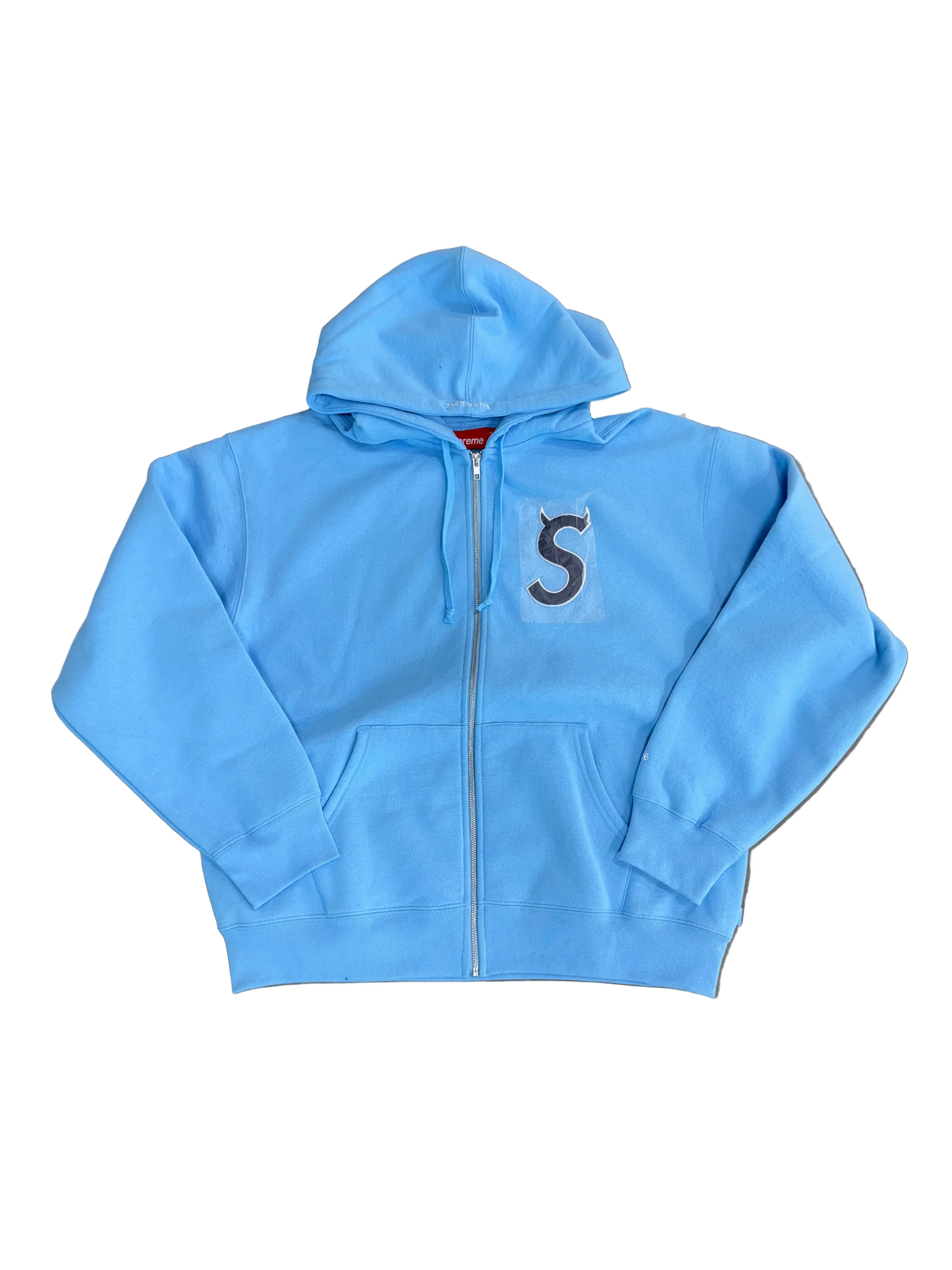 SUPREME DEVIL S LOGO BLUE ZIP UP HOODIE
