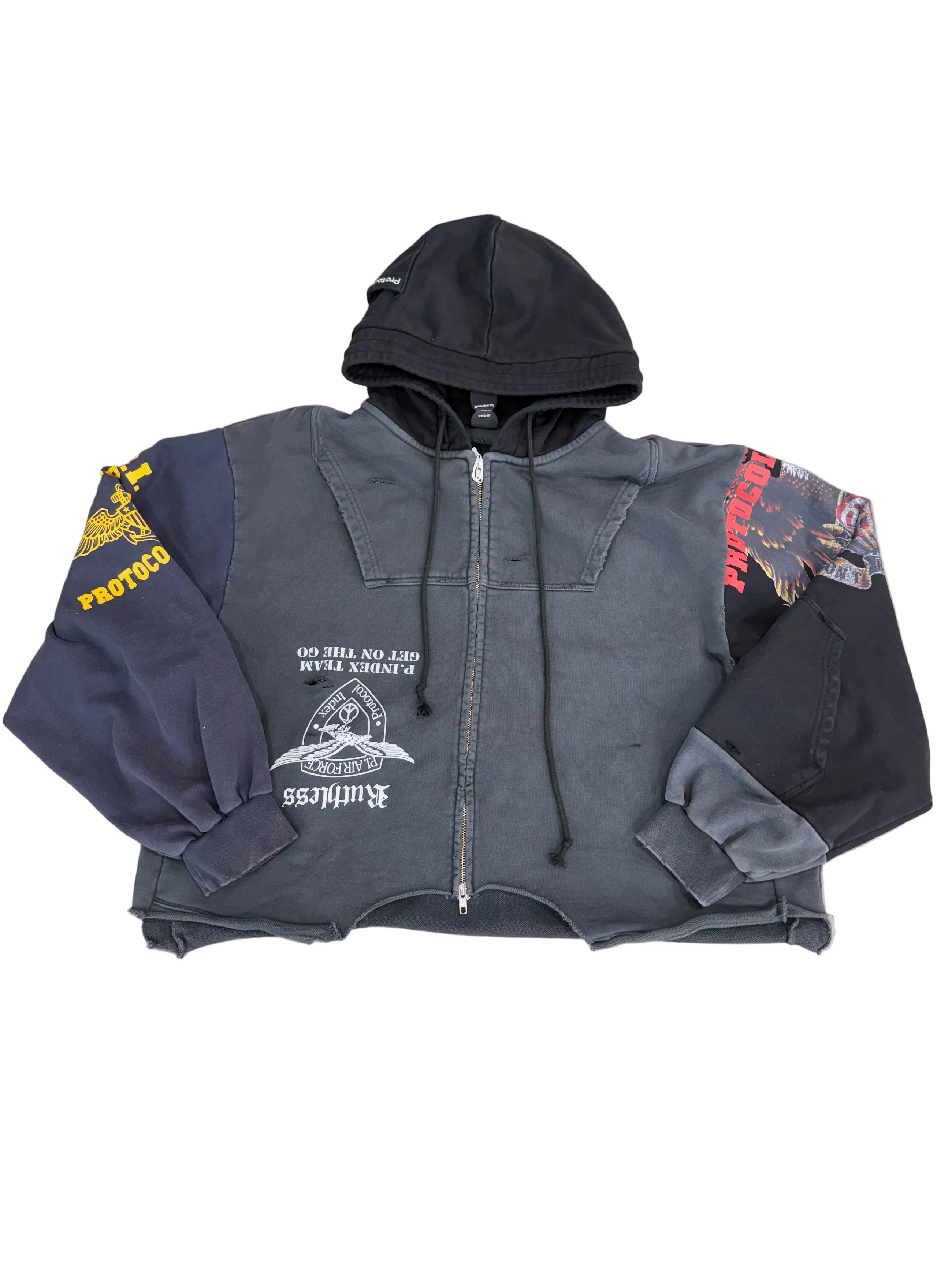 PROTOCOL INDEX UPSIDE DOWN BLACK ZIP UP HOODIE