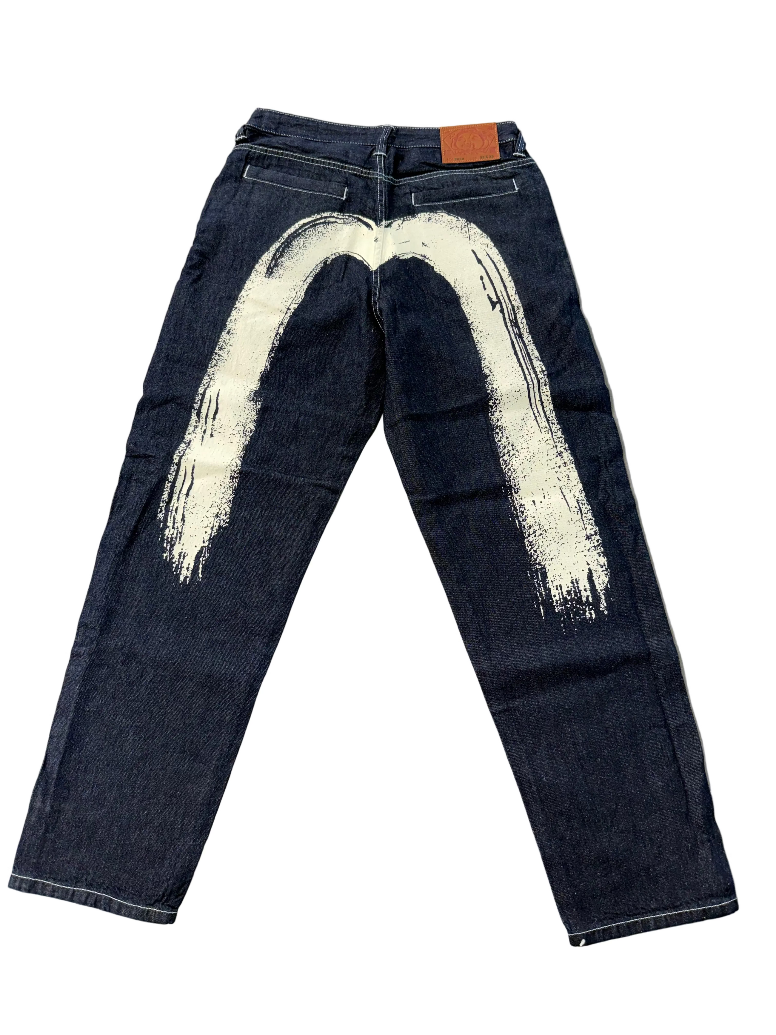 EVISU BRUSHSTROKE DAICOCK PRINT JEANS