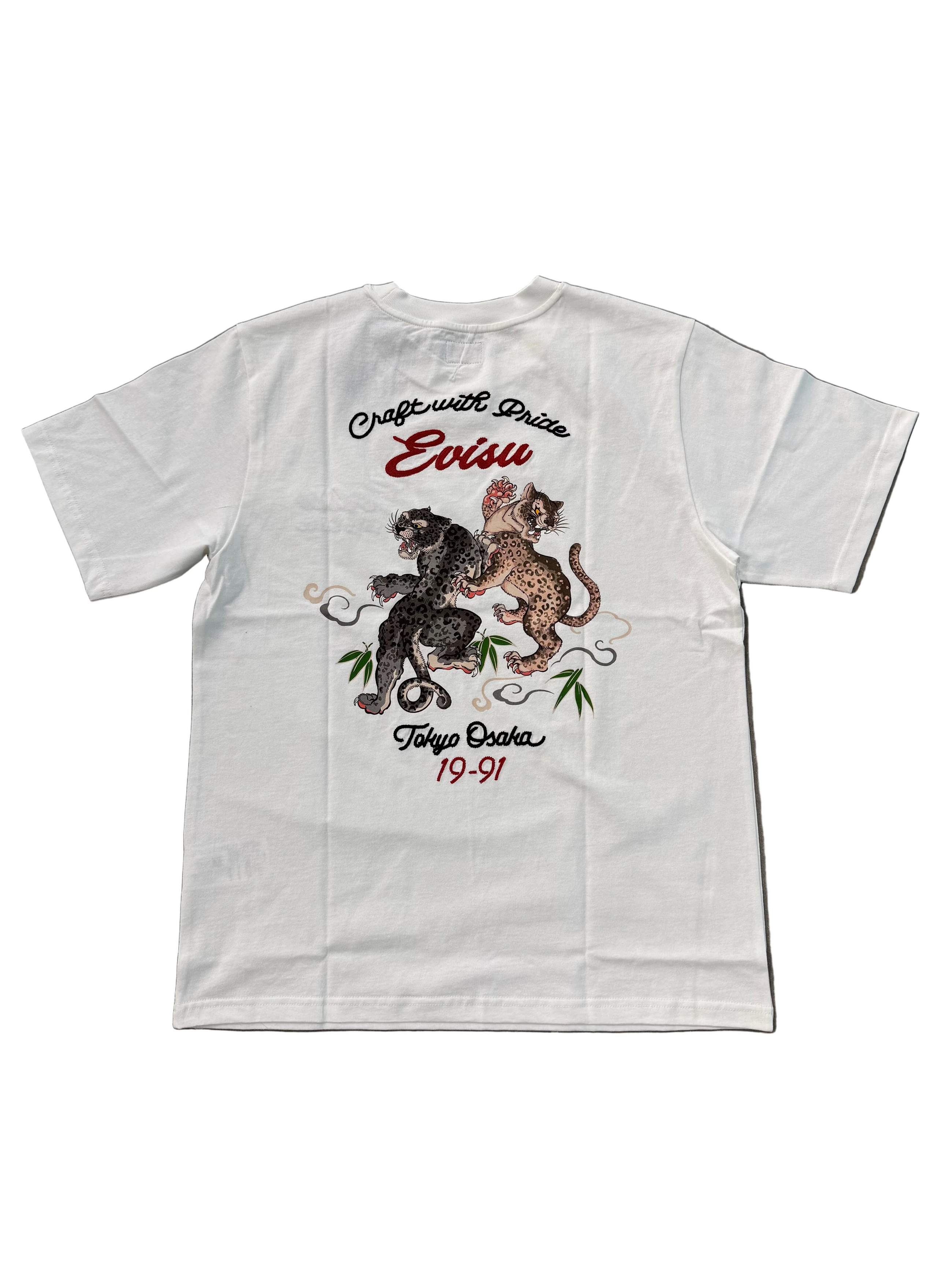 EVISU WHITE DUO LEOPARD TEE