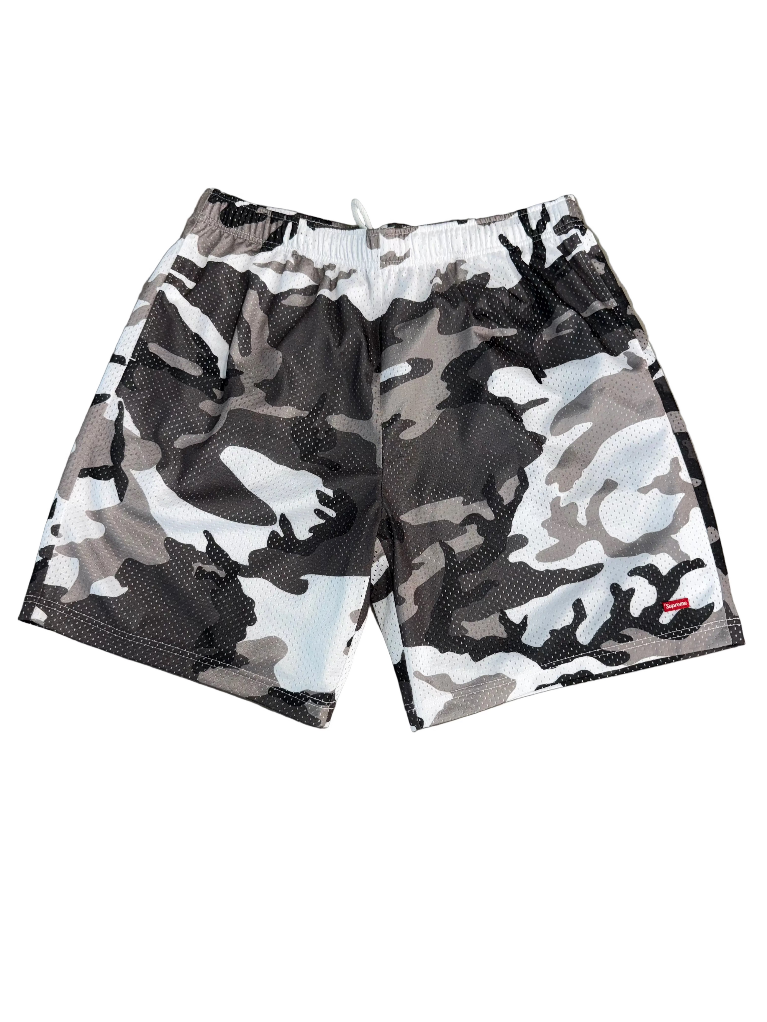 SUPREME SNOW CAMO MESH SHORTS
