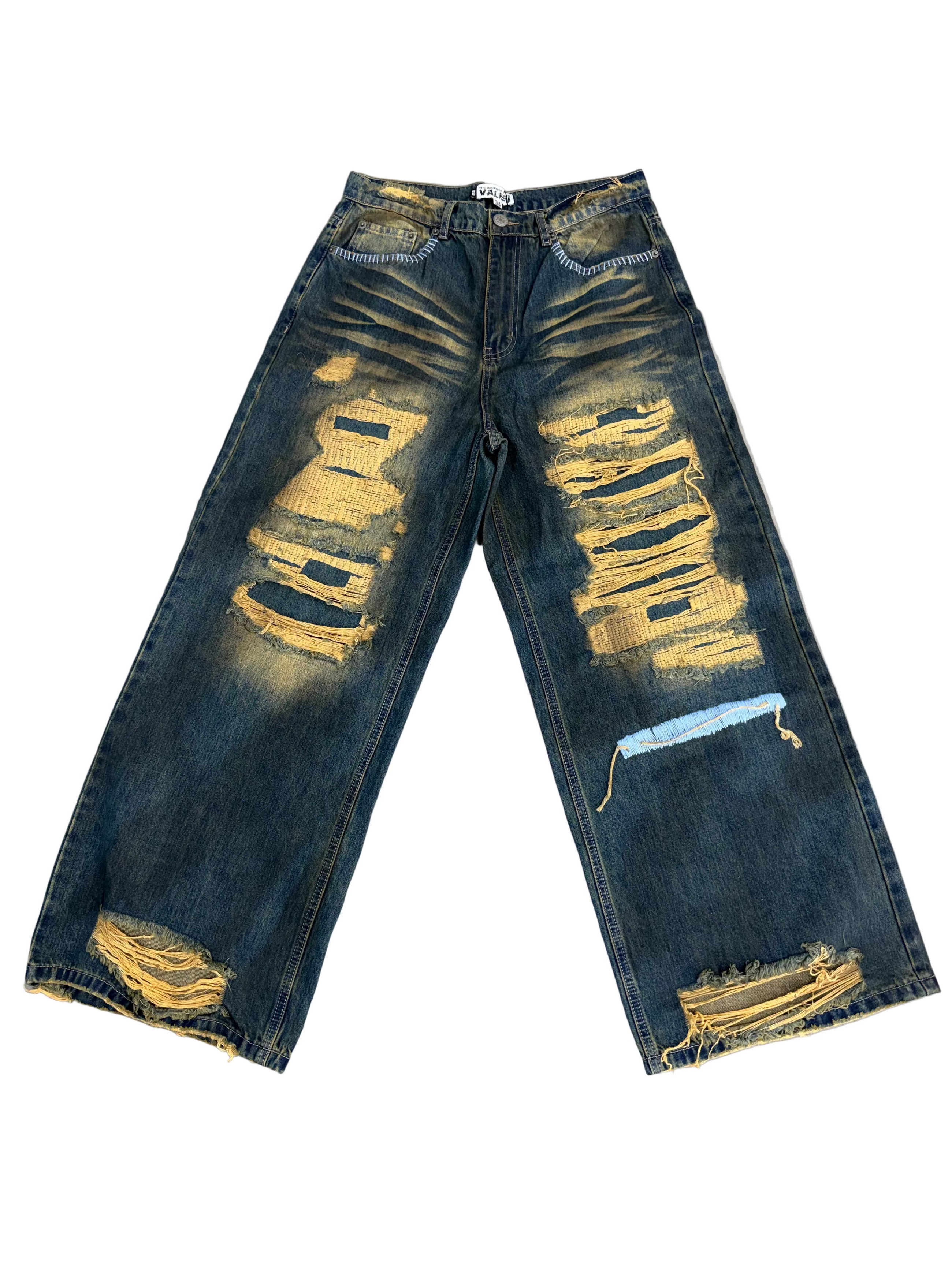 VALE FOREVER THRASHED DENIM JEANS