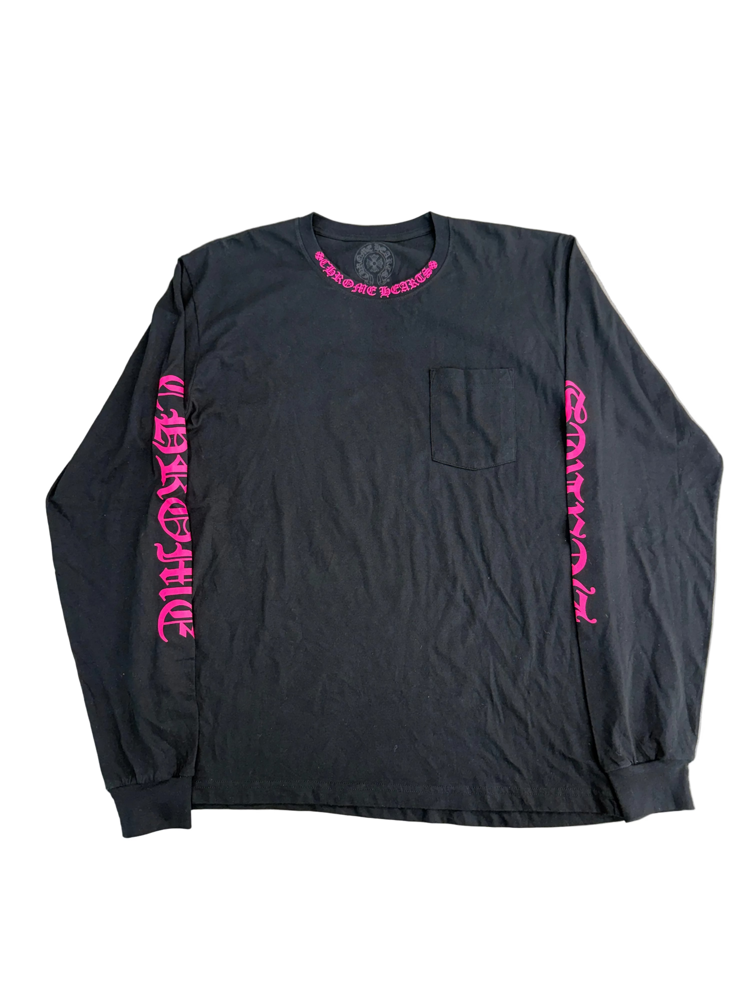 CHROME HEARTS PINK NECK LOGO LONGSLEEVE TEE