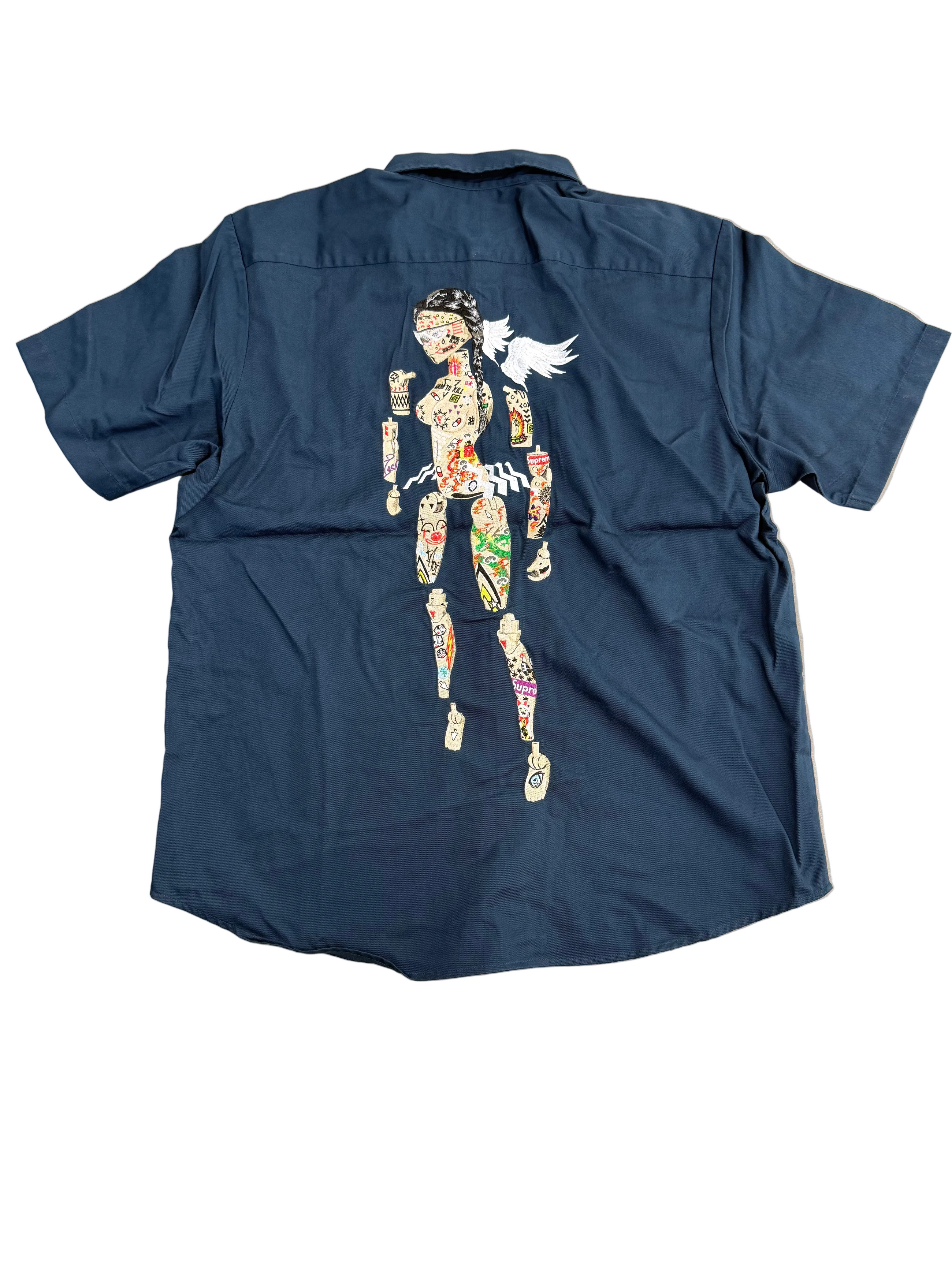 SUPREME AOI CYBORG NAVY WORK SHIRT