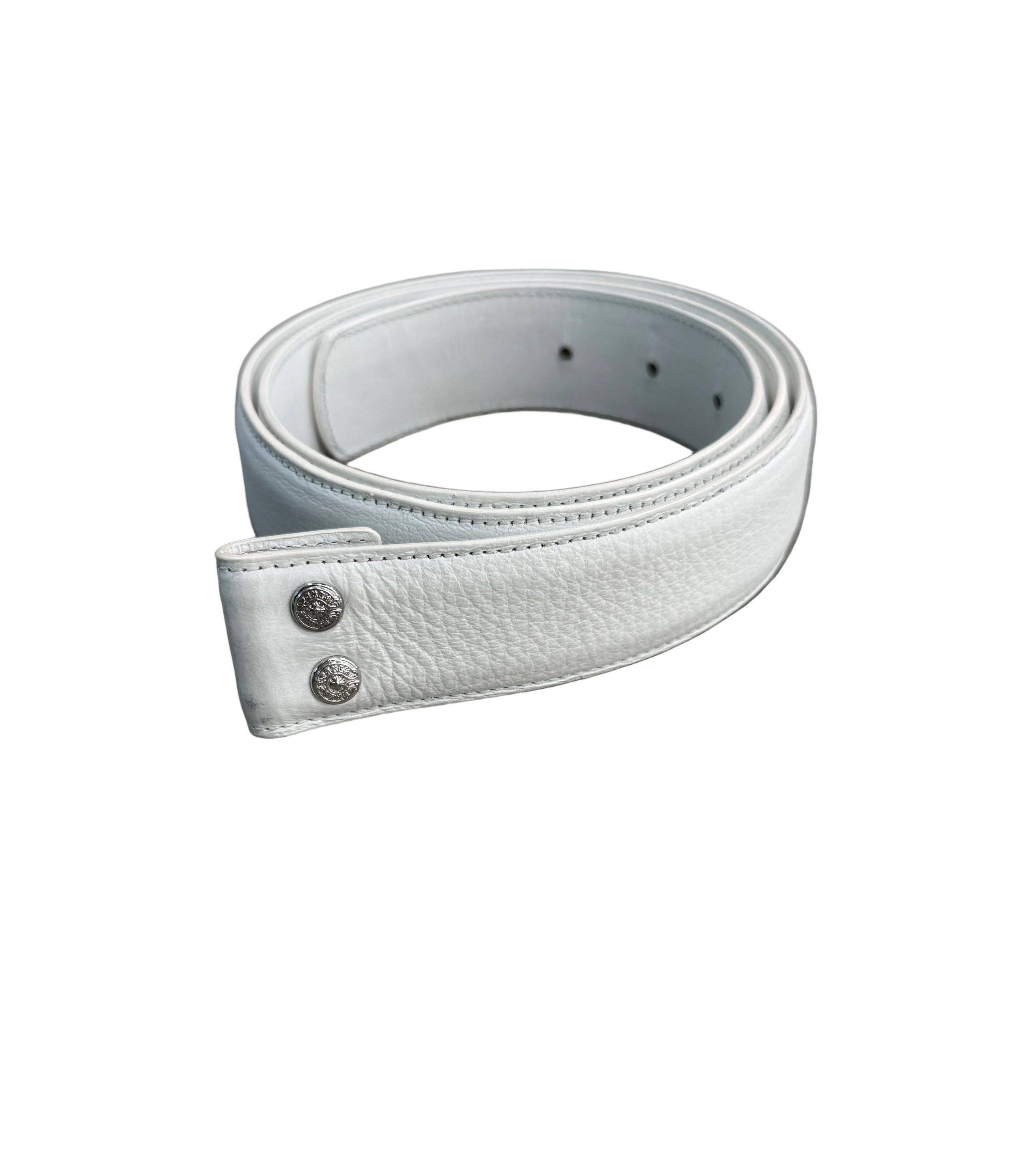 CHROME HEARTS WHITE LEATHER BELT STRAP