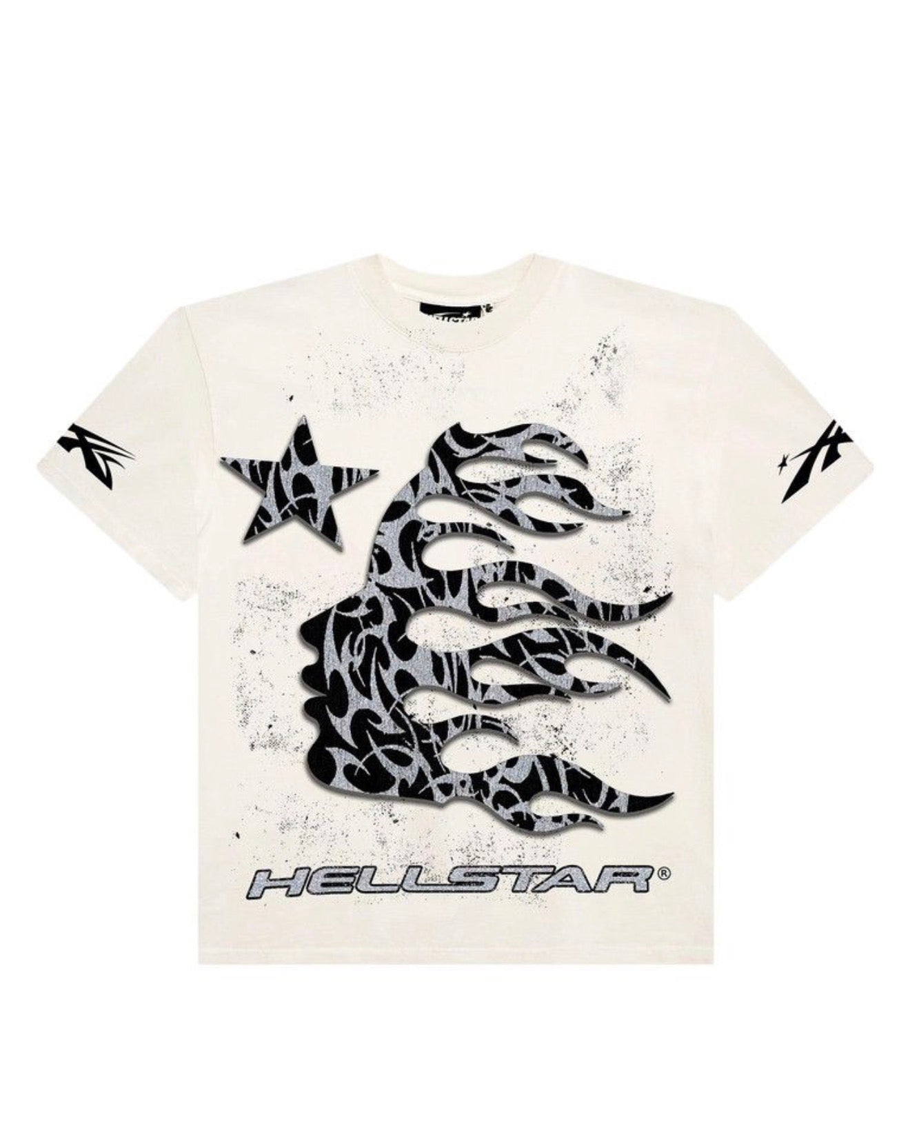 HELLSTAR TORN GLITTER TEE WHITE