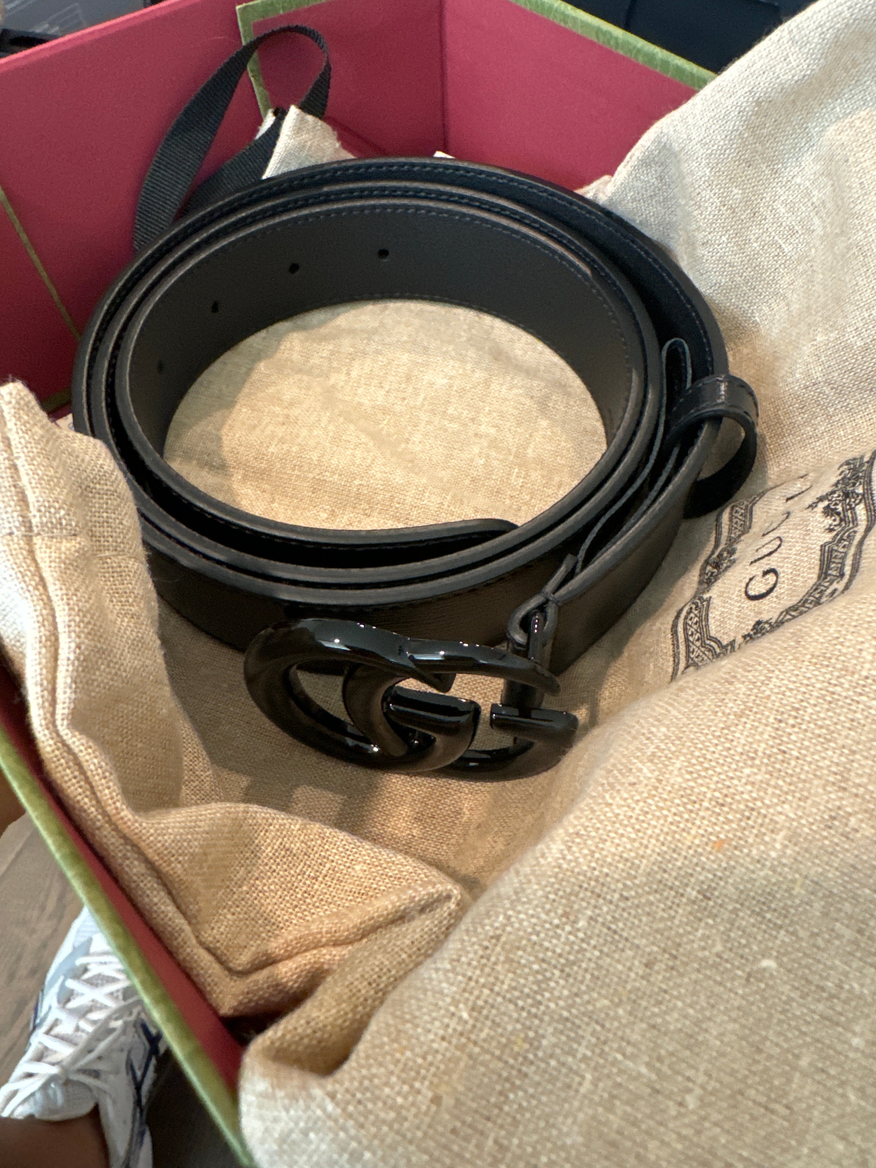 GUCCI BLACK GG BELT