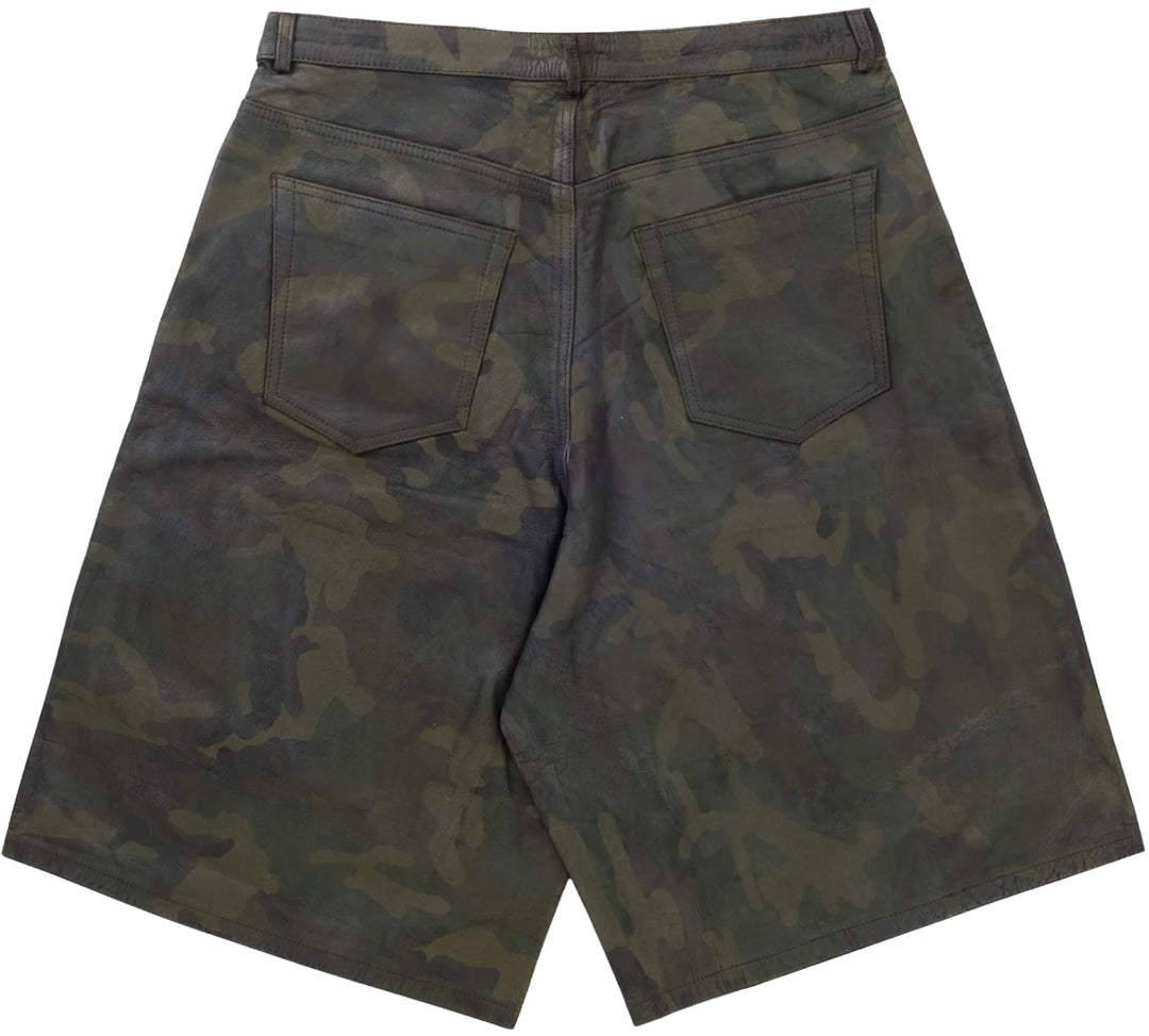 GOLD+VINTAGE GALLERY RASPBERRY HILLS 'CAMO' LEATHER SHORTS