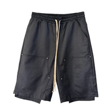 MATIÈRE DE DÈSIRS 'BLACK' WAX DOUBLE KNEE SHORTS