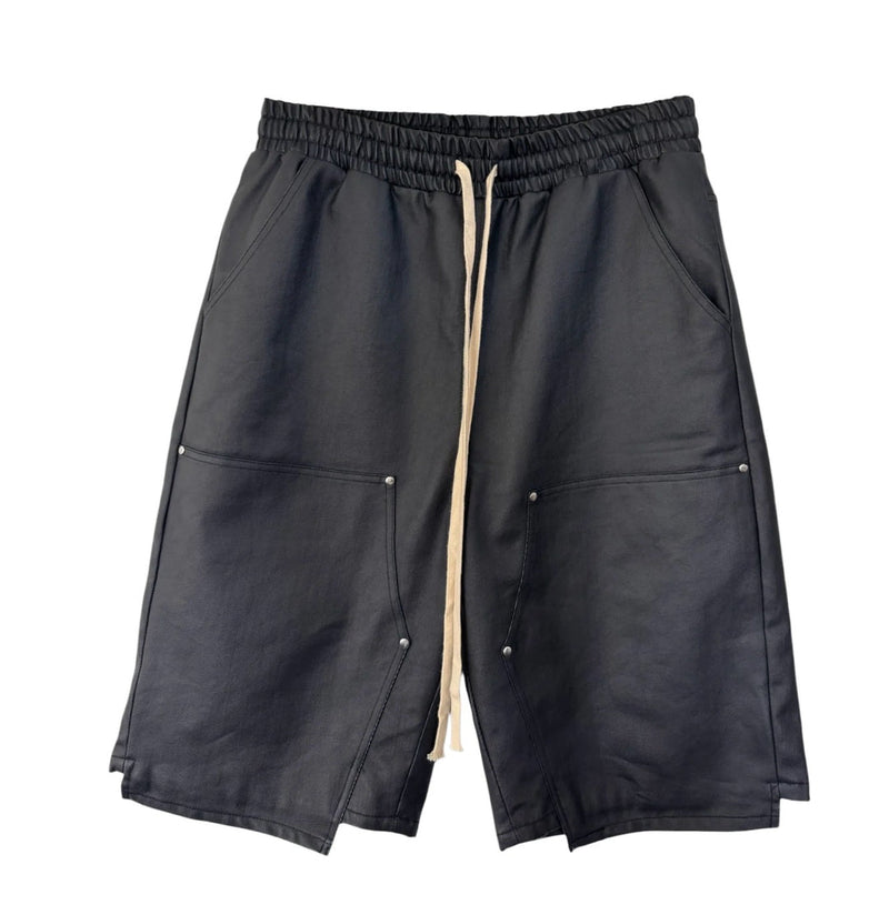 MATIÈRE DE DÈSIRS 'BLACK' WAX DOUBLE KNEE SHORTS