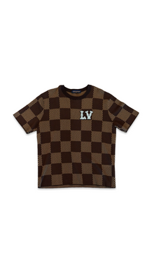 LOUIS VUITTON COTTON DAMIER CREWNECK WITH CRYSTAL LV PATCH