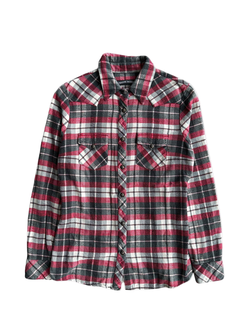 CHROME HEARTS RED PLAID CROSS PATCH FLANNEL