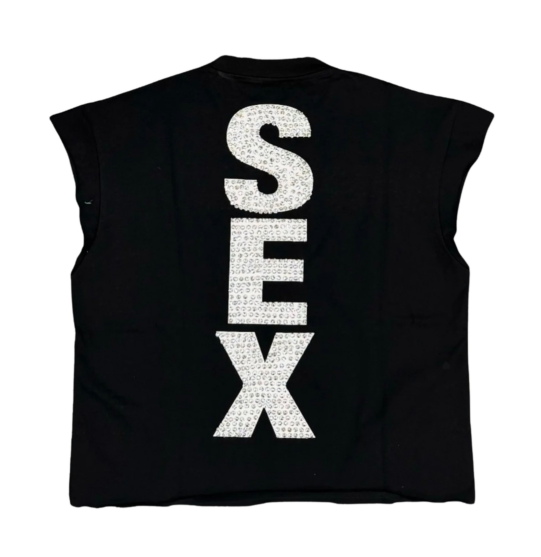 MATIÈRE DE DÈSIRS 'MADONNA' BLACK CUTOFF TEE