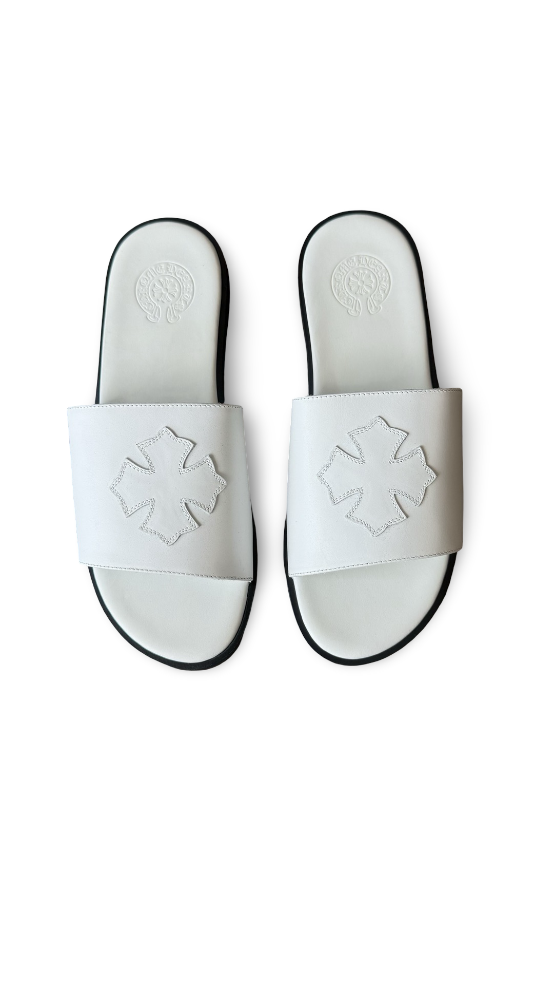 CHROME HEARTS LEATHER SLIDES