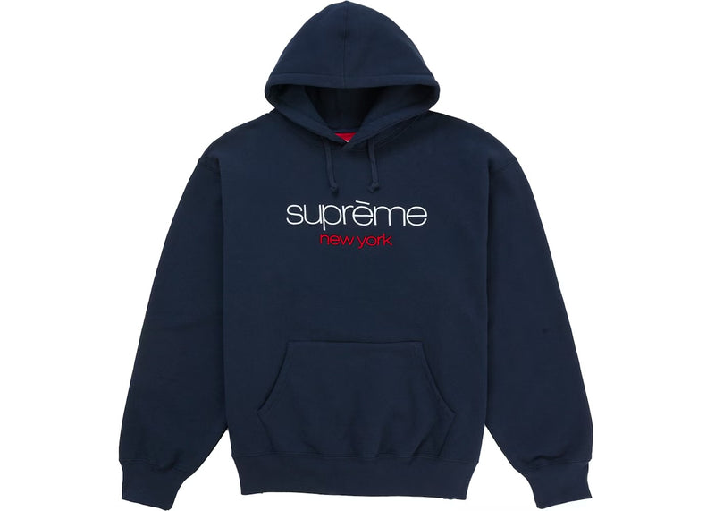 SUPREME CLASSIC LOGO NAVY HOODIE