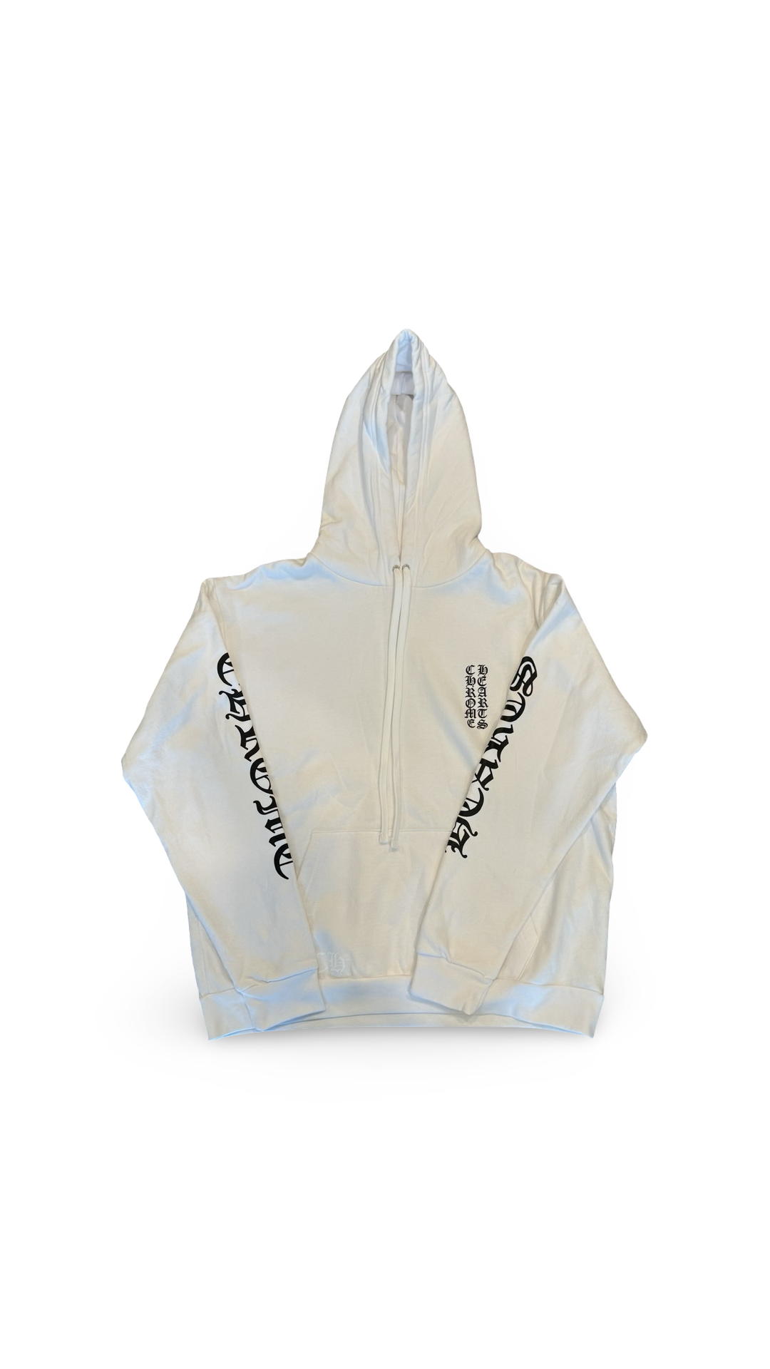 CHROME HEARTS VERTICAL LOGO HOODIE WHITE
