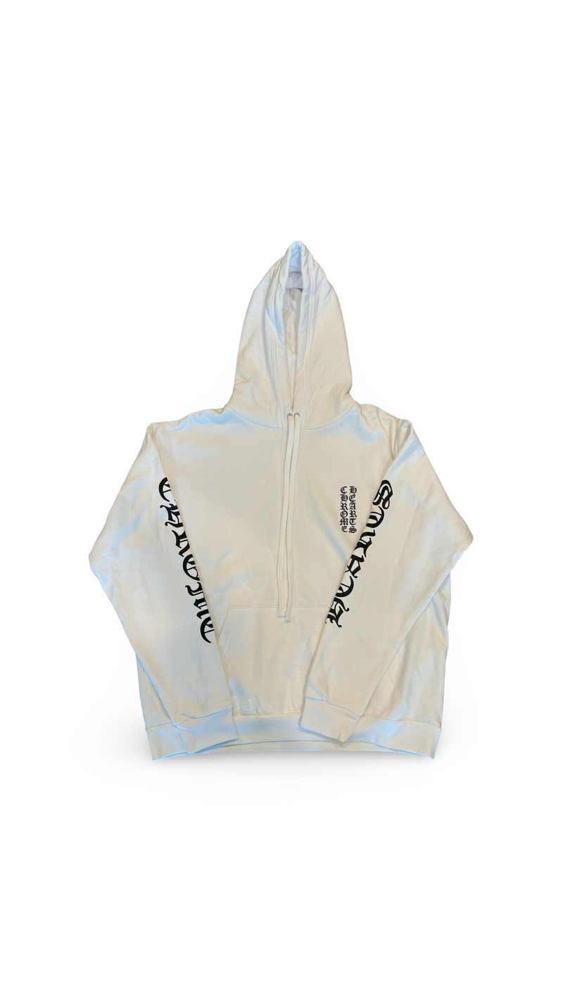 CHROME HEARTS VERTICAL LOGO HOODIE WHITE
