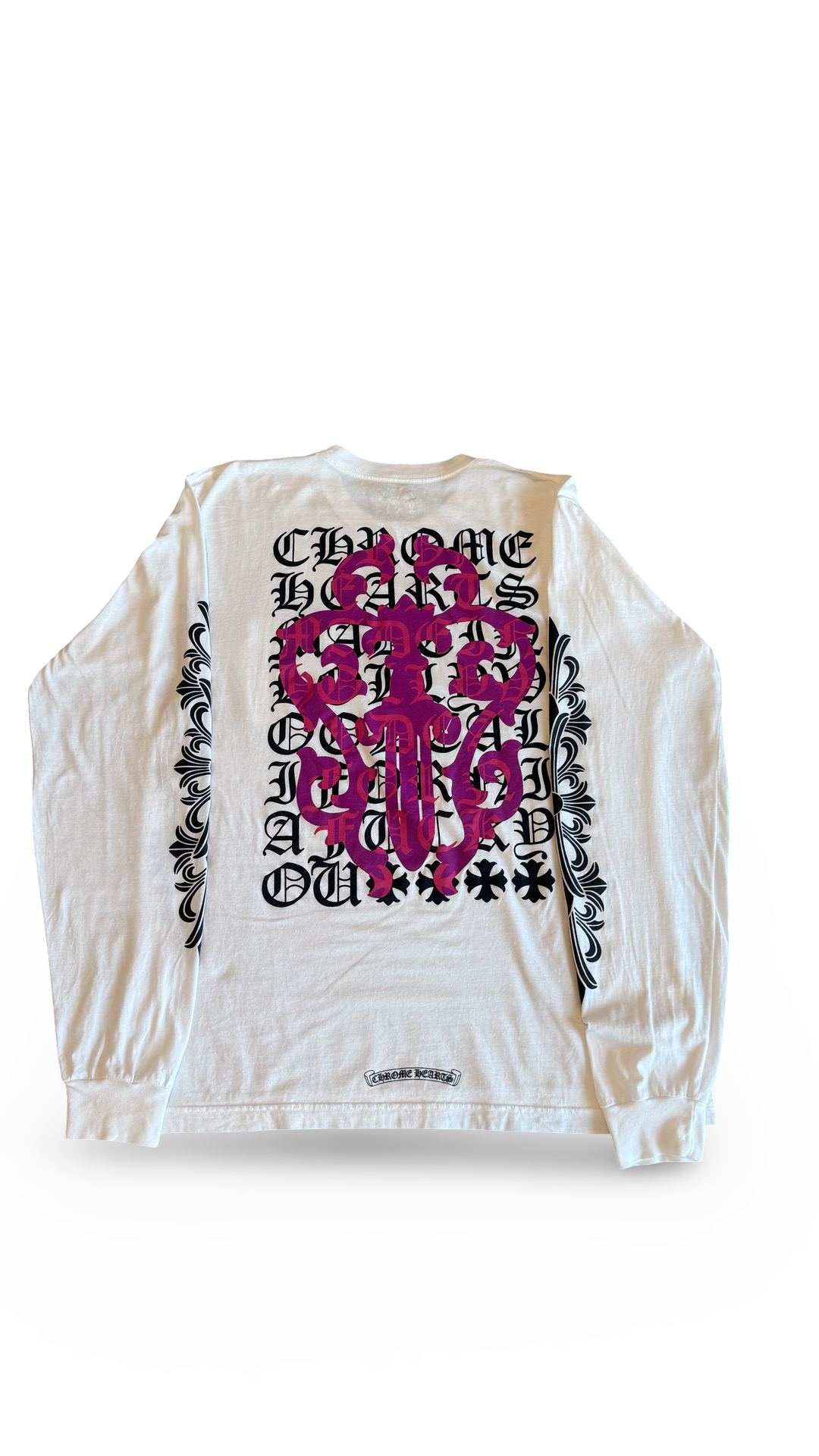 CHROME HEARTS PINK DAGGER SCRIPT LOGO LONG-SLEEVE TEE