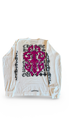CHROME HEARTS PINK DAGGER SCRIPT LOGO LONG-SLEEVE TEE