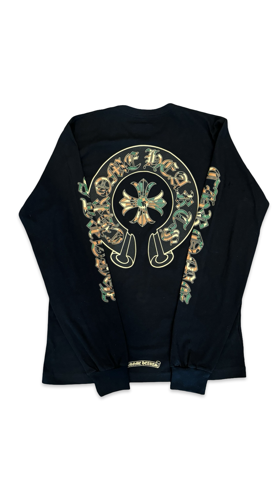 CHROME HEARTS HORSESHOE LONG SLEEVE CAMO Black Tee