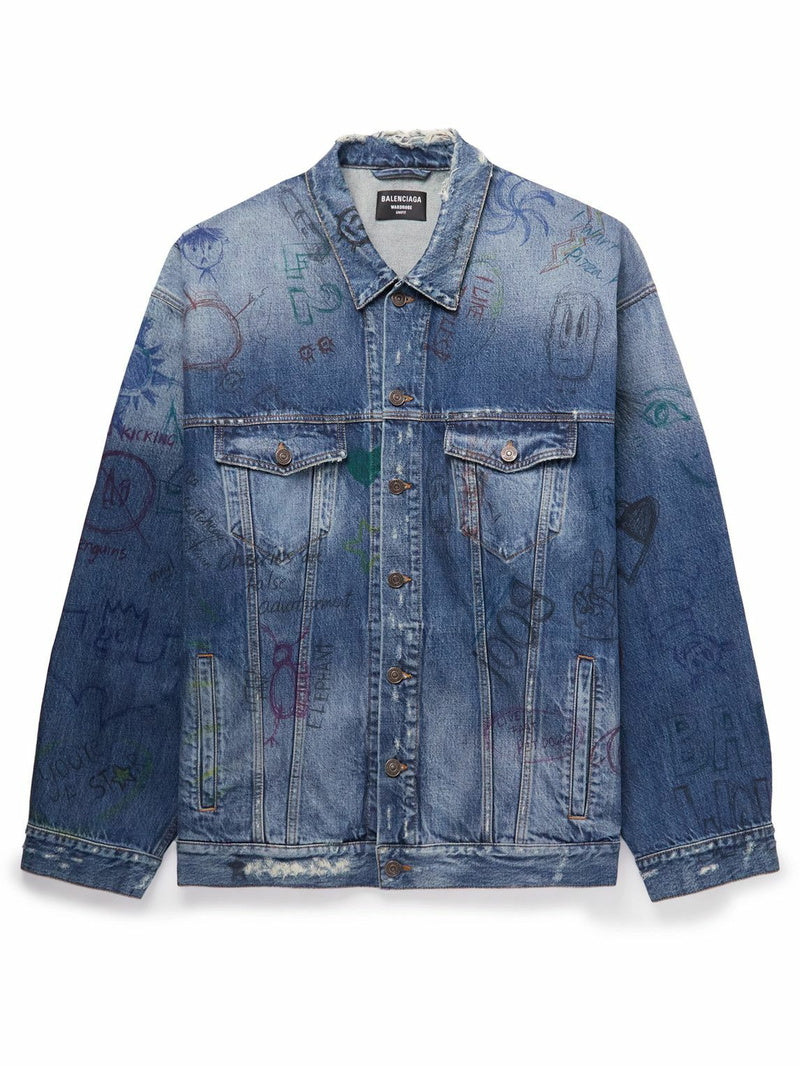 BALENCIAGA SCRIBBLE OVERSIZED DENIM JACKET