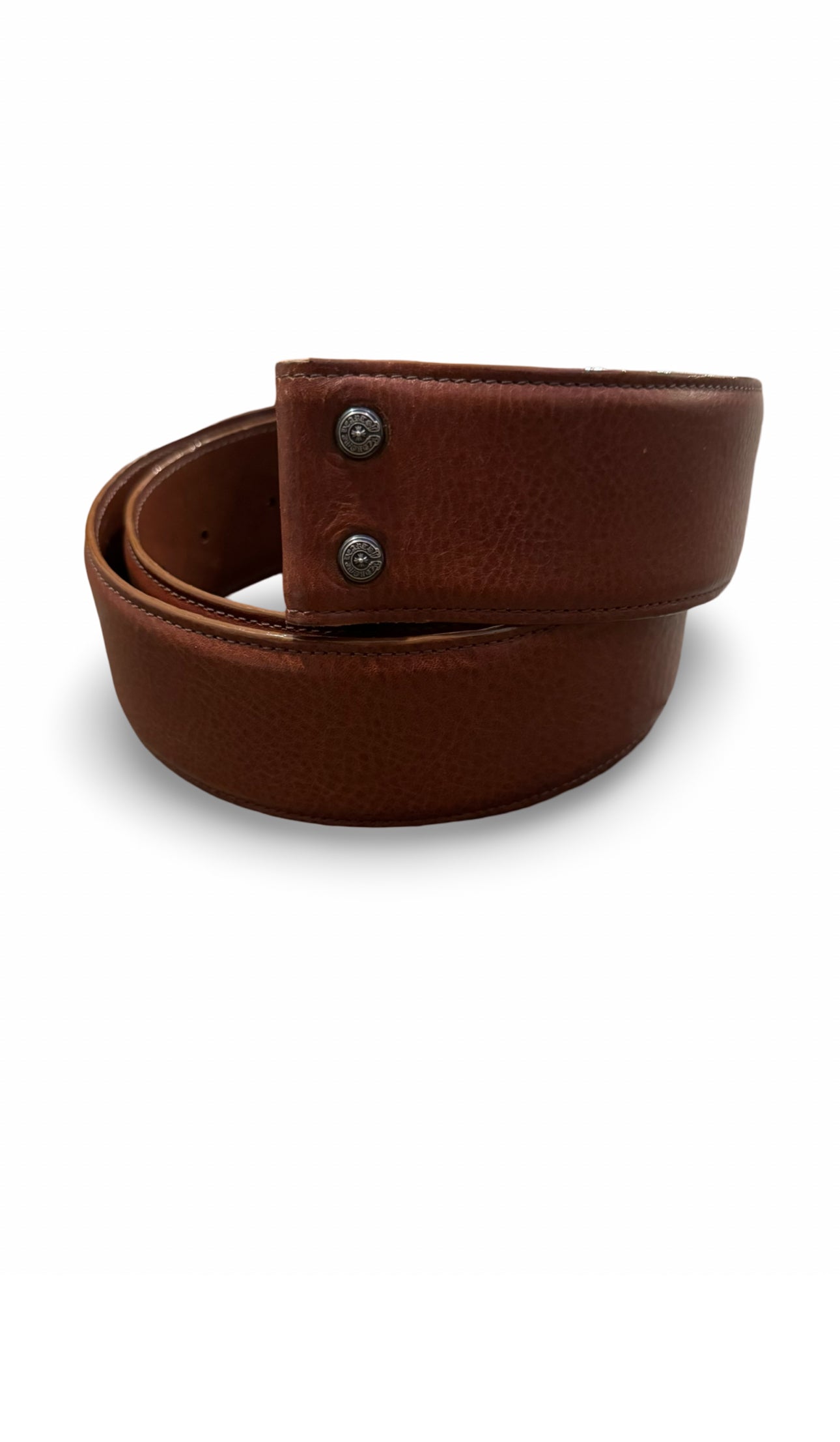 CHROME HEARTS BROWN THICK BELT STRAP