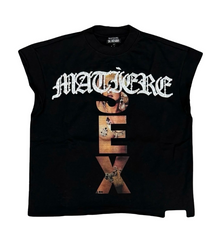 MATIÈRE DE DÈSIRS 'MADONNA' BLACK CUTOFF TEE