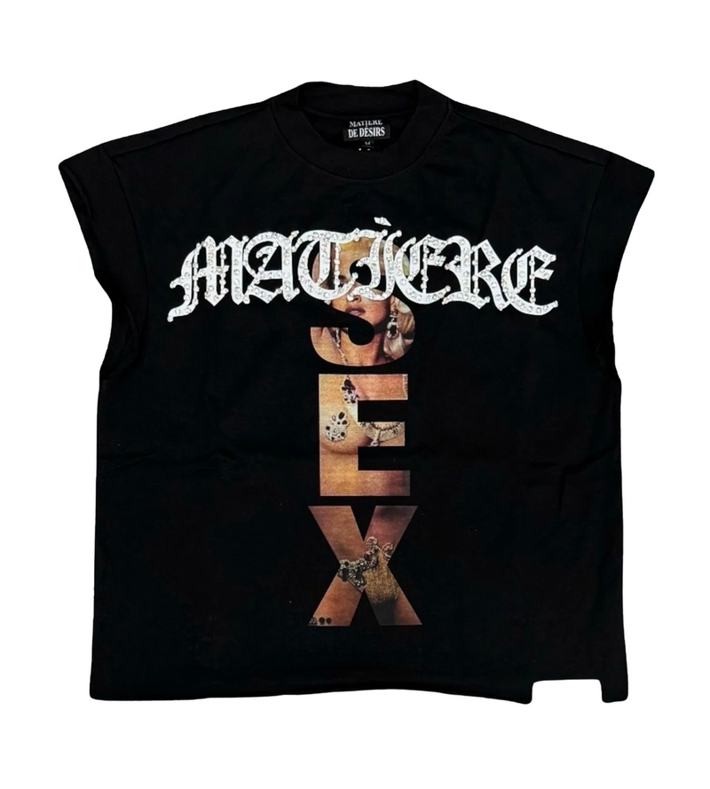 MATIÈRE DE DÈSIRS 'MADONNA' BLACK CUTOFF TEE