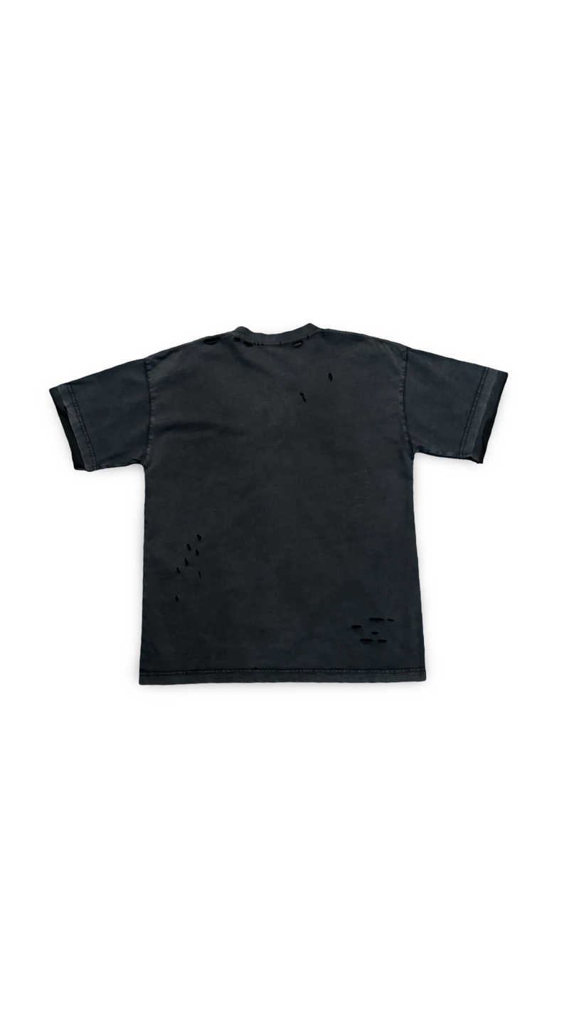 BALENCIAGA DISTRESSED LOGO TEE