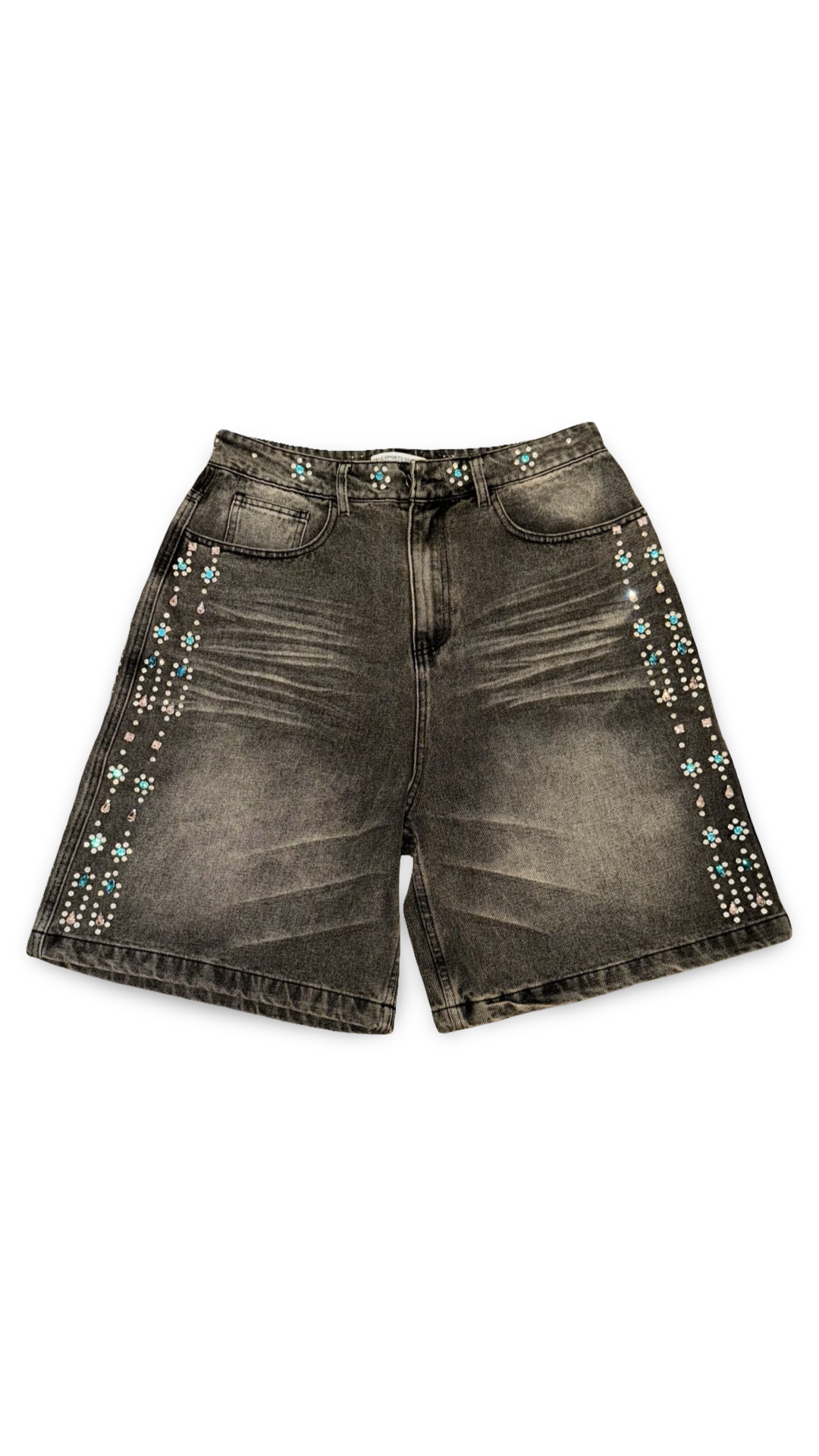 VALE CANDY BLACK DENIM CRYSTAL SHORTS