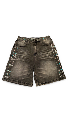 VALE CANDY BLACK DENIM CRYSTAL SHORTS