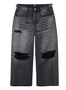 HAPPY MEMORIES DON'T DIE HMDD 'CRYSTAL H-STAR' BLACK JEANS