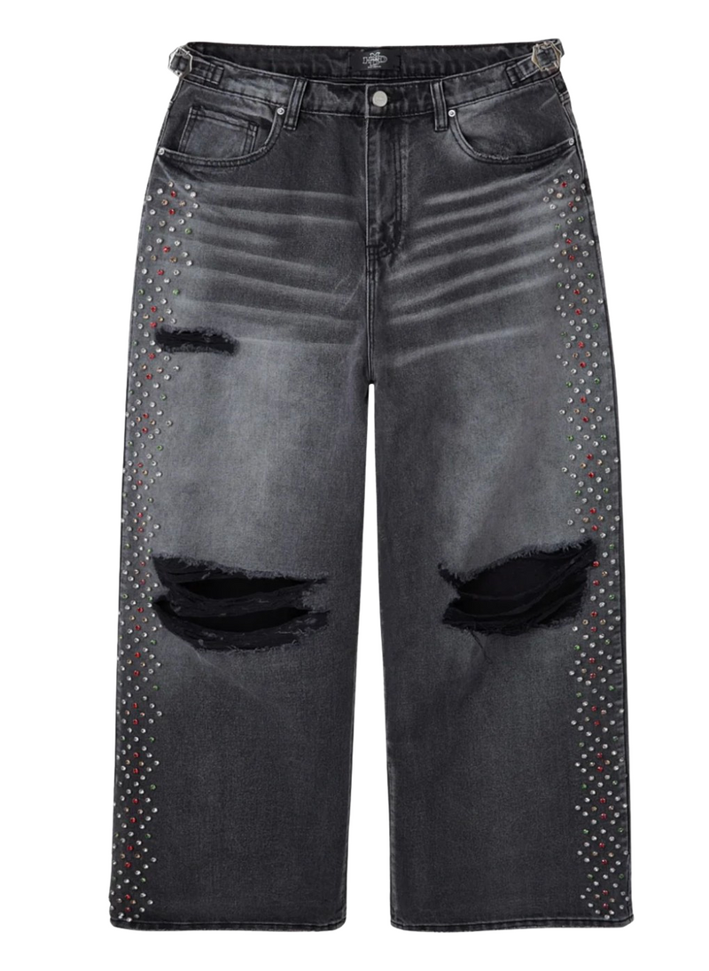 HAPPY MEMORIES DON'T DIE HMDD 'CRYSTAL H-STAR' BLACK JEANS