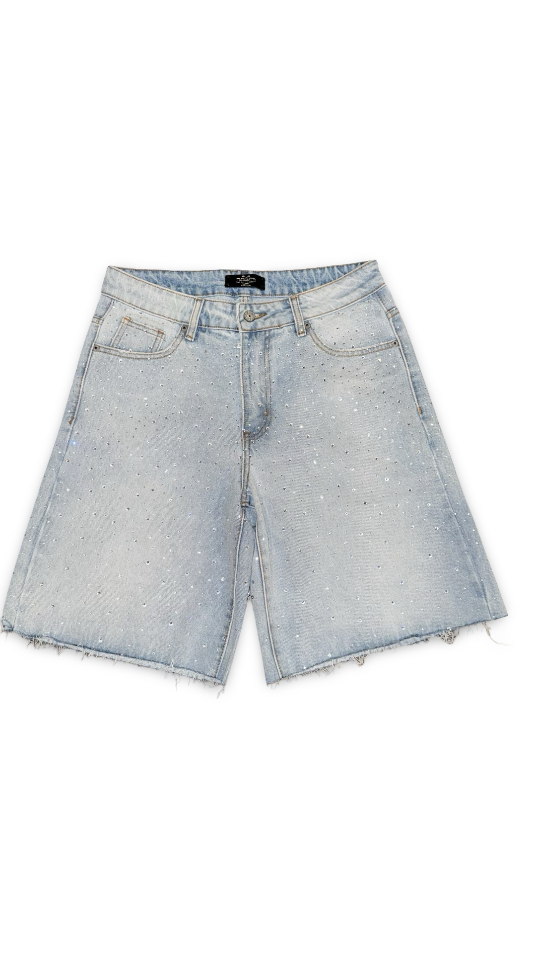 HAPPY MEMORIES DON’T DIE HMDD RHINESTONE JEAN SHORTS