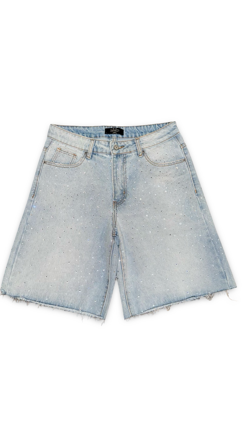 HAPPY MEMORIES DON’T DIE HMDD RHINESTONE JEAN SHORTS