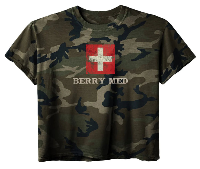 GOLD + VINTAGE GALLERY RASPBERRY HILLS 'BERRY MED' CAMO TEE