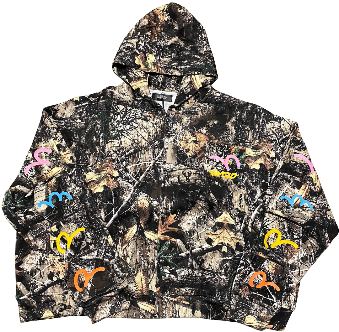 HAPPY MEMORIES DON'T DIE HMDD 'CAMO' POCKET ZIP UP HOODIE