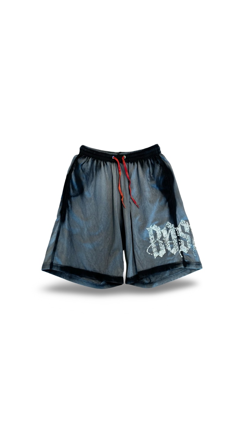 BOSSI RHINESTONE BLACK WASH/WHITE SHORTS