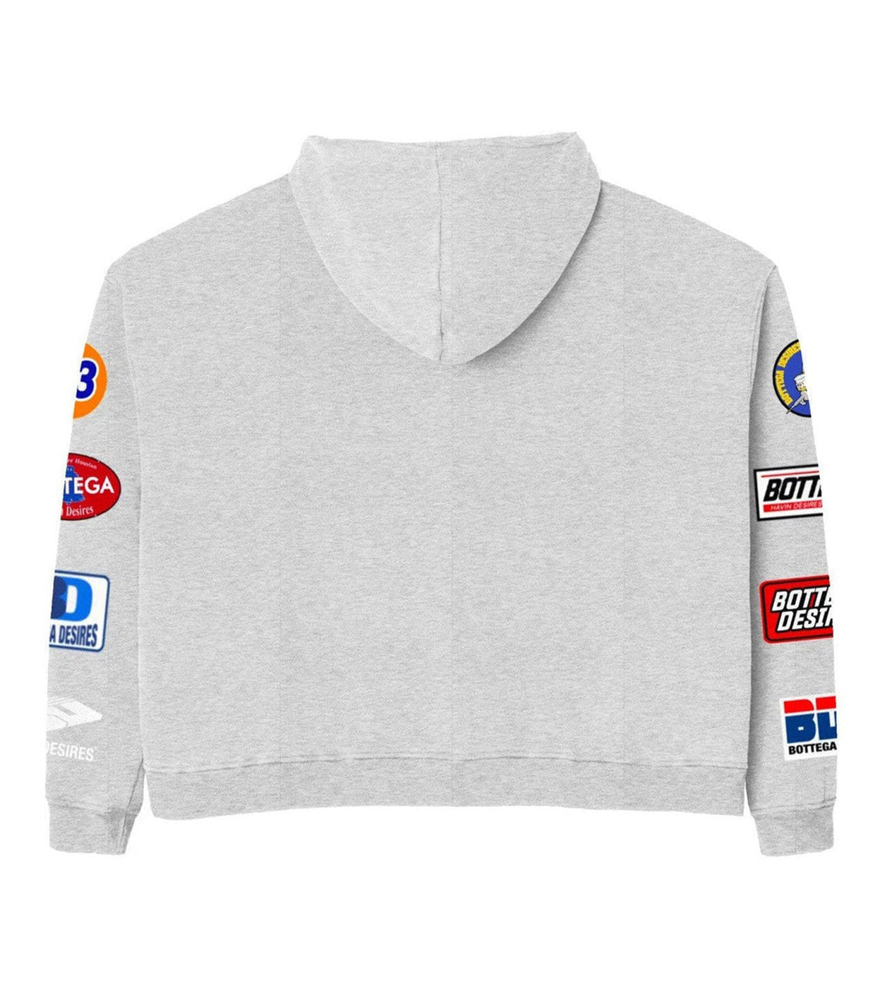 BOTTEGA DESIRES 'PATCHES' GREY ZIP UP HOODIE