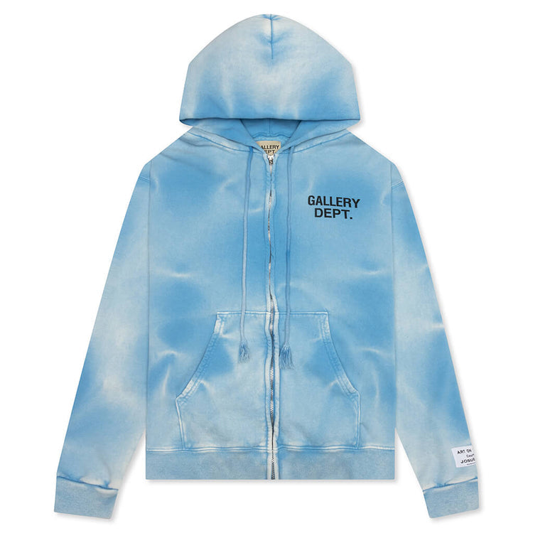 GALLERY DEPT. SUN FADED ZIP UP HOODIE BLUE