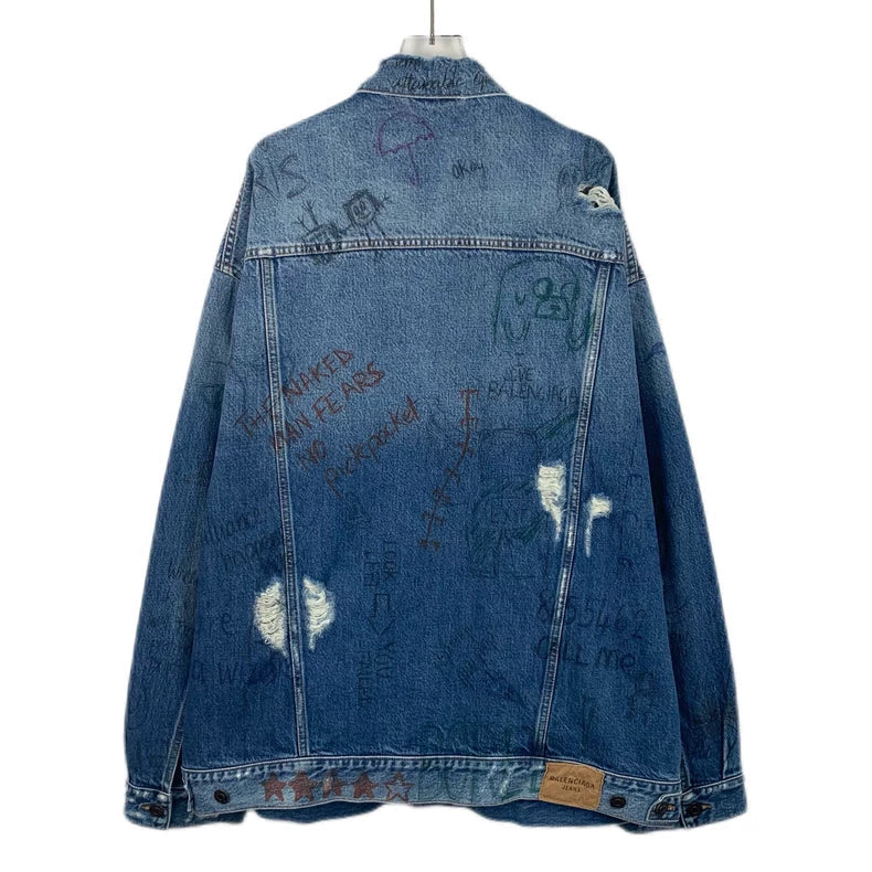 BALENCIAGA SCRIBBLE OVERSIZED DENIM JACKET