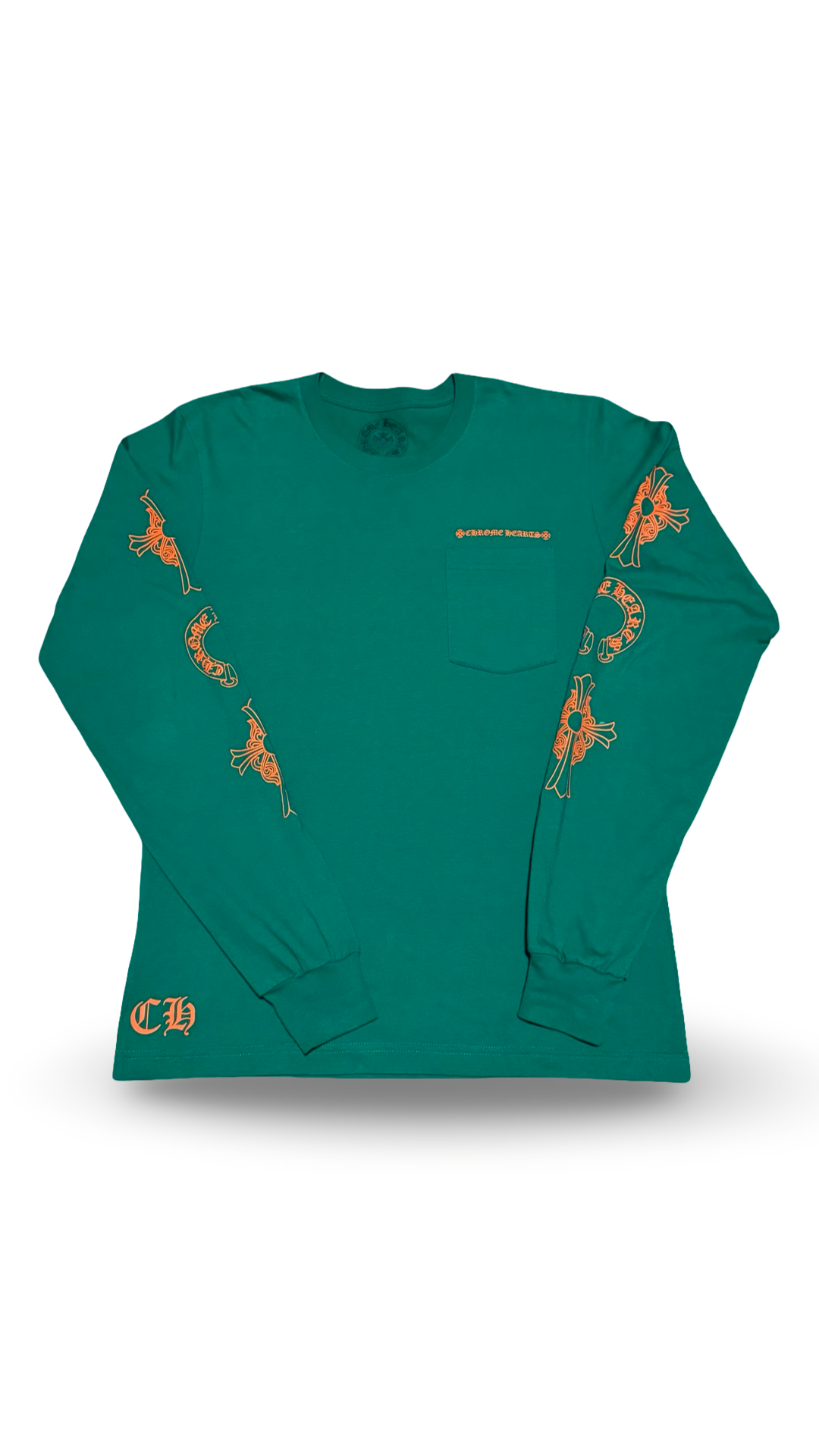 CHROME HEARTS HORSESHOE CROSS LOGO LONG-SLEEVE ‘GREEN - ORANGE’