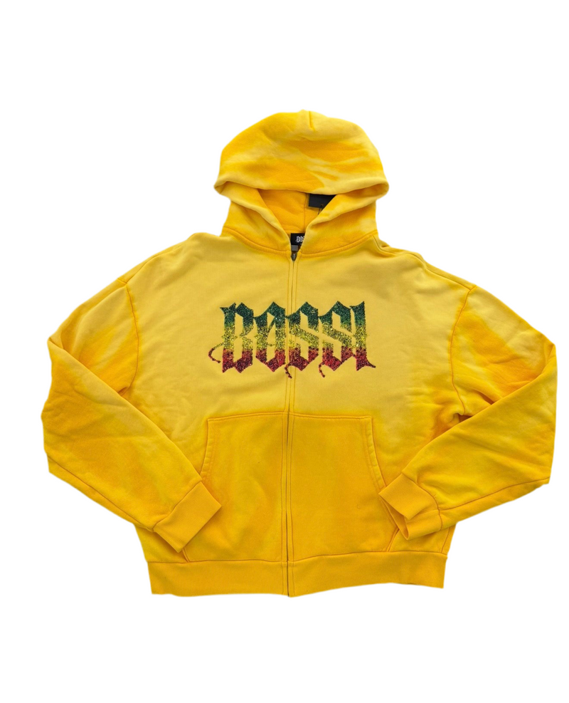 BOSSI YELLOW TRI-COLOR HOODIE